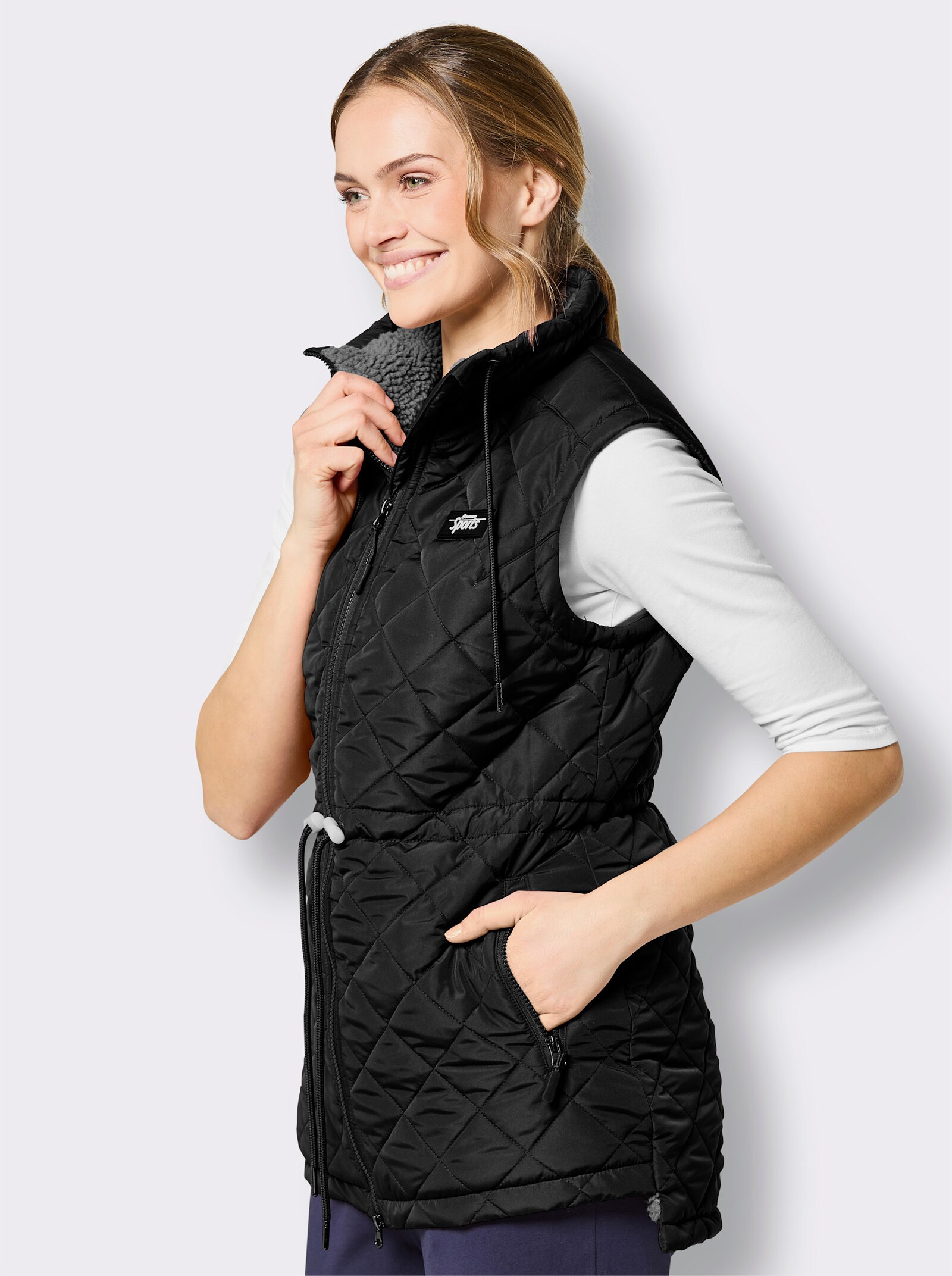 Catamaran Sports Steppweste , weitenverstellbar an Kragen und Taille - schwarz