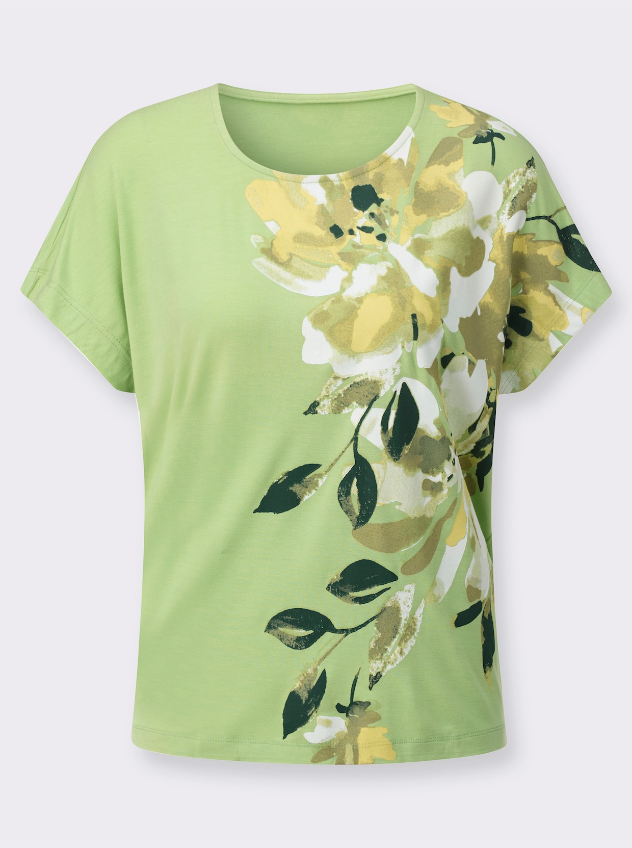 Kurzarmshirt - pistazie-zitrone-bedruckt