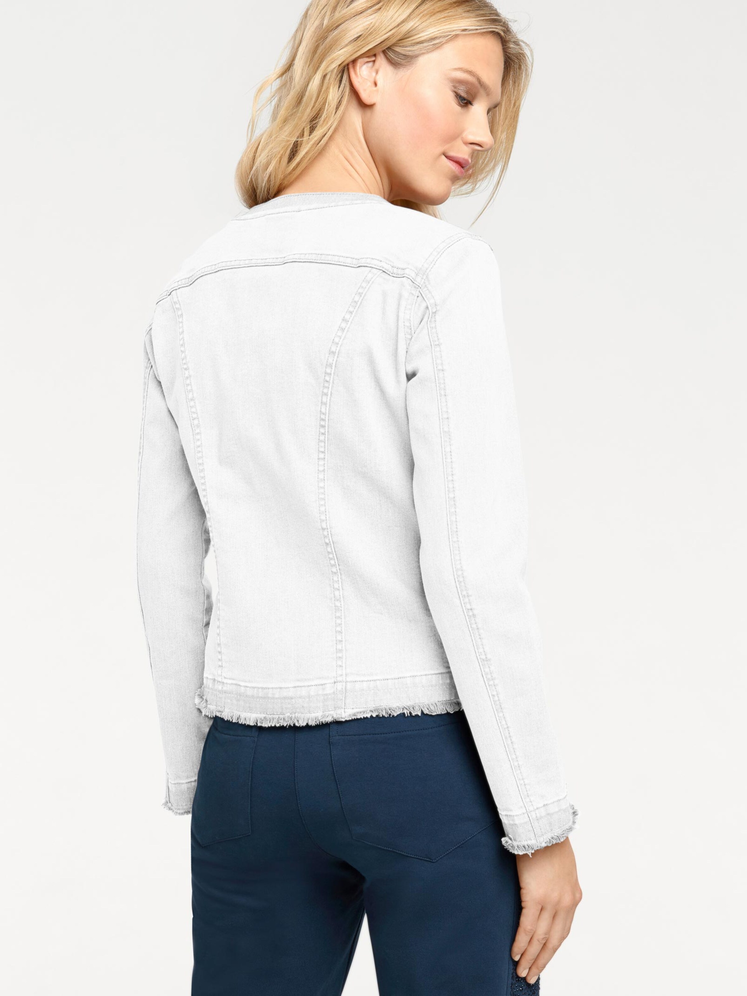 Damenmode Blazer Linea Tesini Jeans-Jacke in weiß 