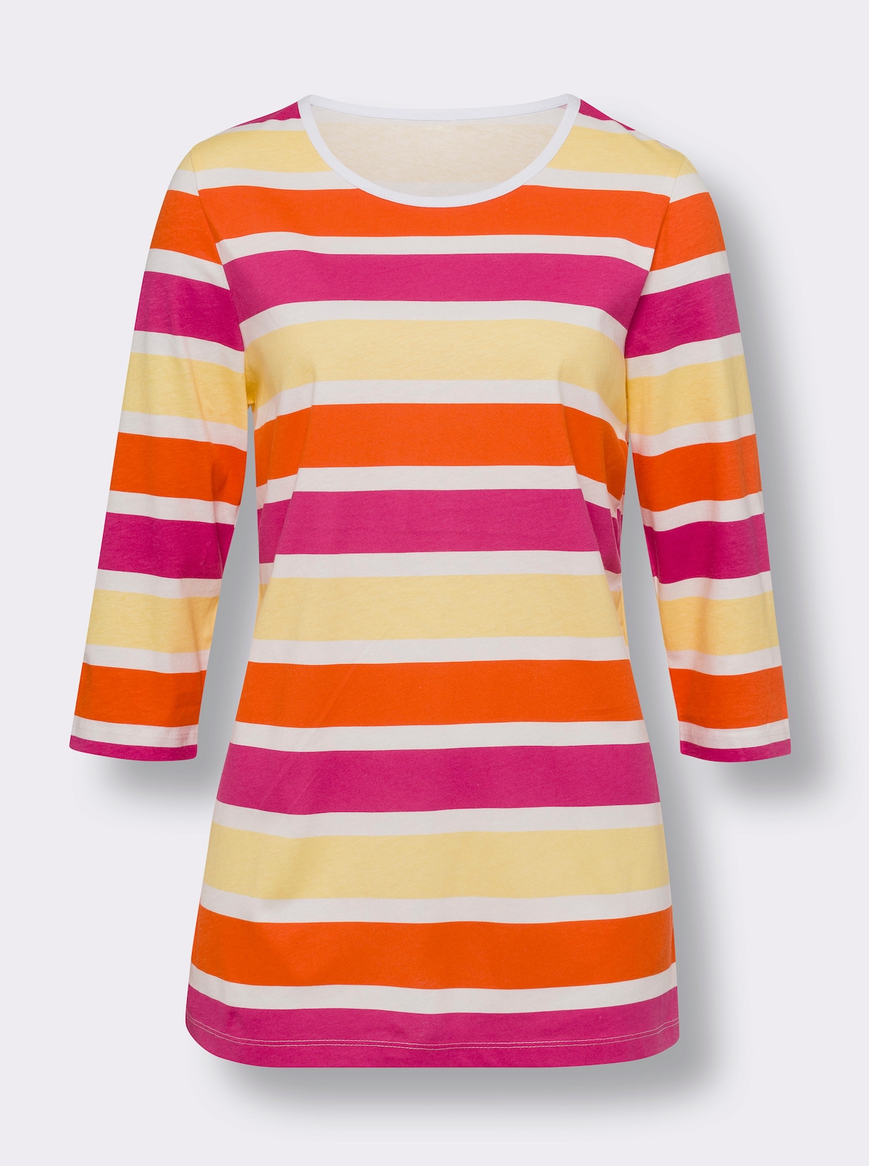 Shirt met 3/4-mouw - ecru-fuchsia-gestreept