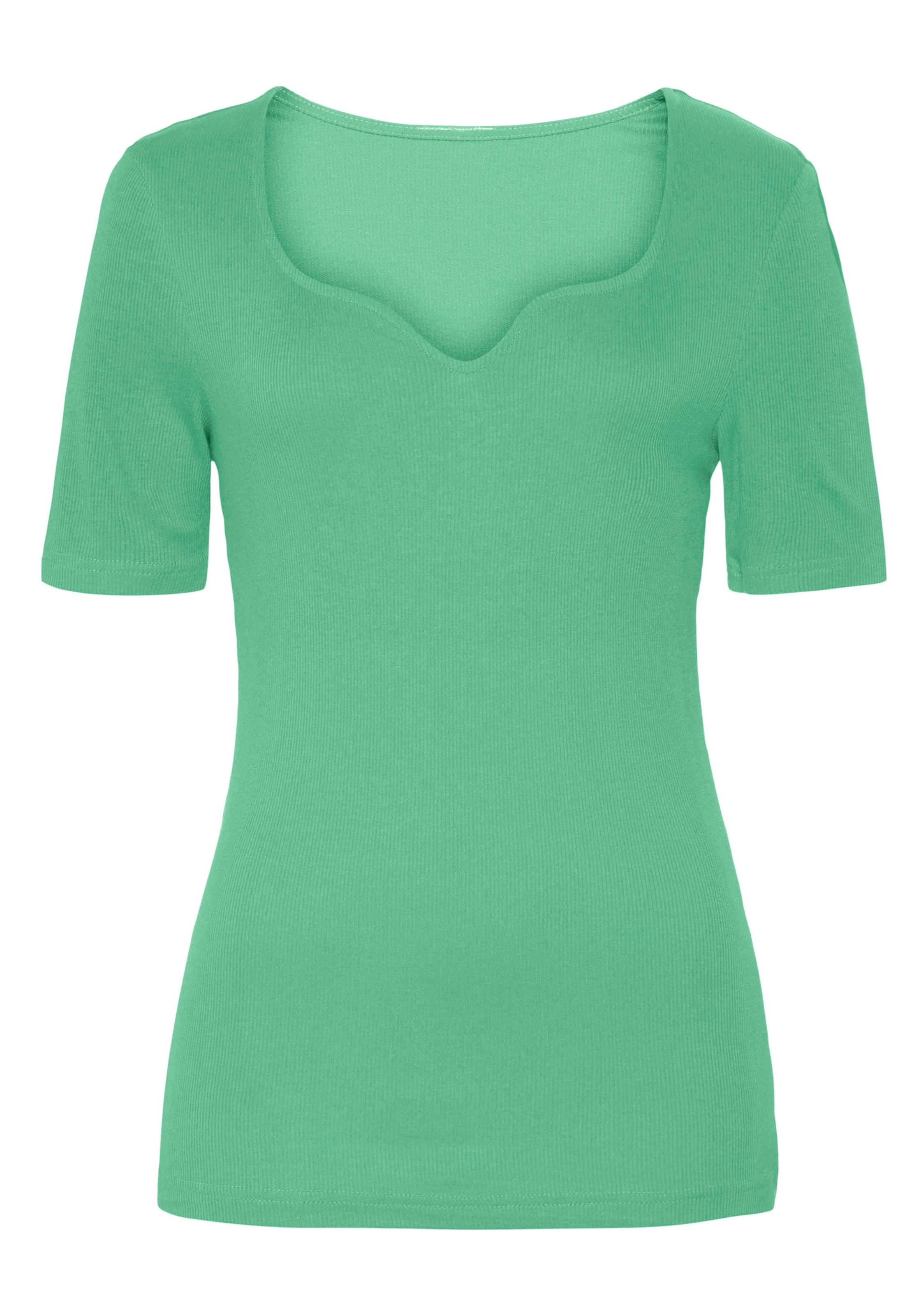 HERZ mit günstig Kaufen-T-Shirt in grün von Vivance. T-Shirt in grün von Vivance <![CDATA[Leicht tailliertes T-Shirt von Vivance mit herzförmigem Ausschnitt für ein schönes Dekolleté. Weicher, anschmiegsamer Rippjersey aus angenehmer Viskose.]]>. 