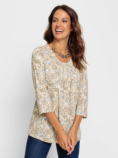 Tunikashirt mit 3/4-Ärmeln - champagner-bedruckt