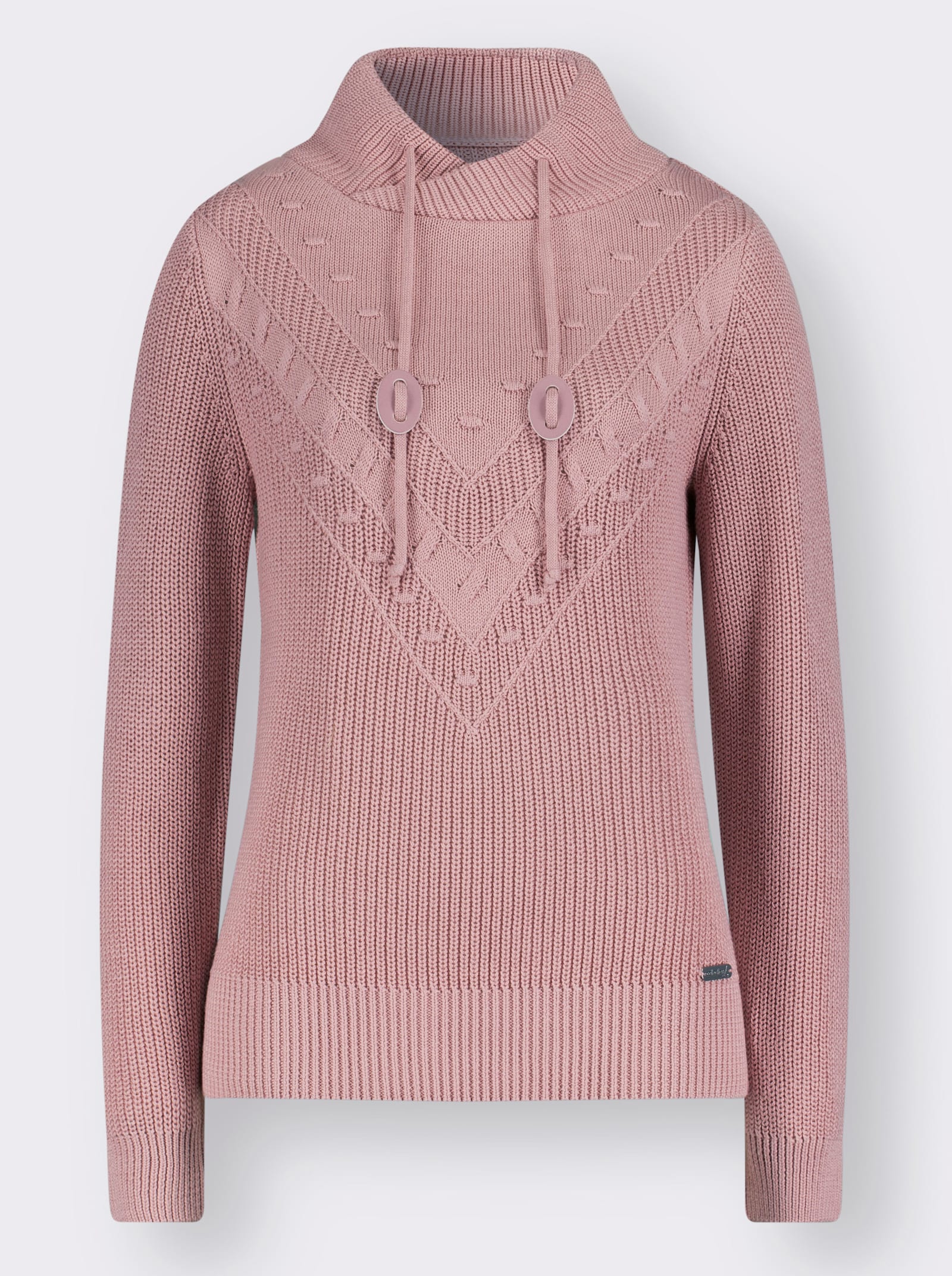 Strickpullover mit überlappendem Stehkragen - hortensie