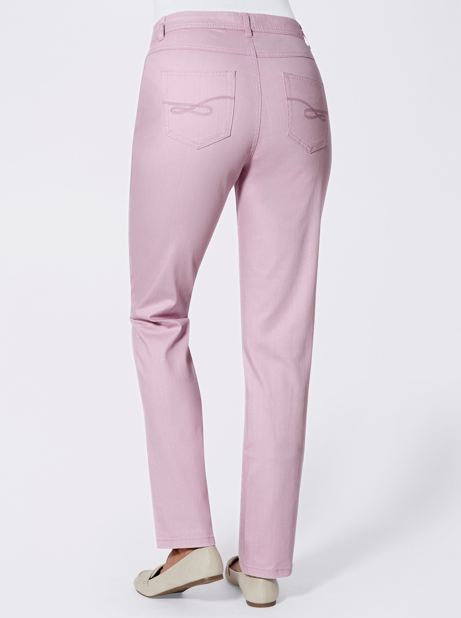 Jeans mit bestickten Gesäßtaschen - altrosé