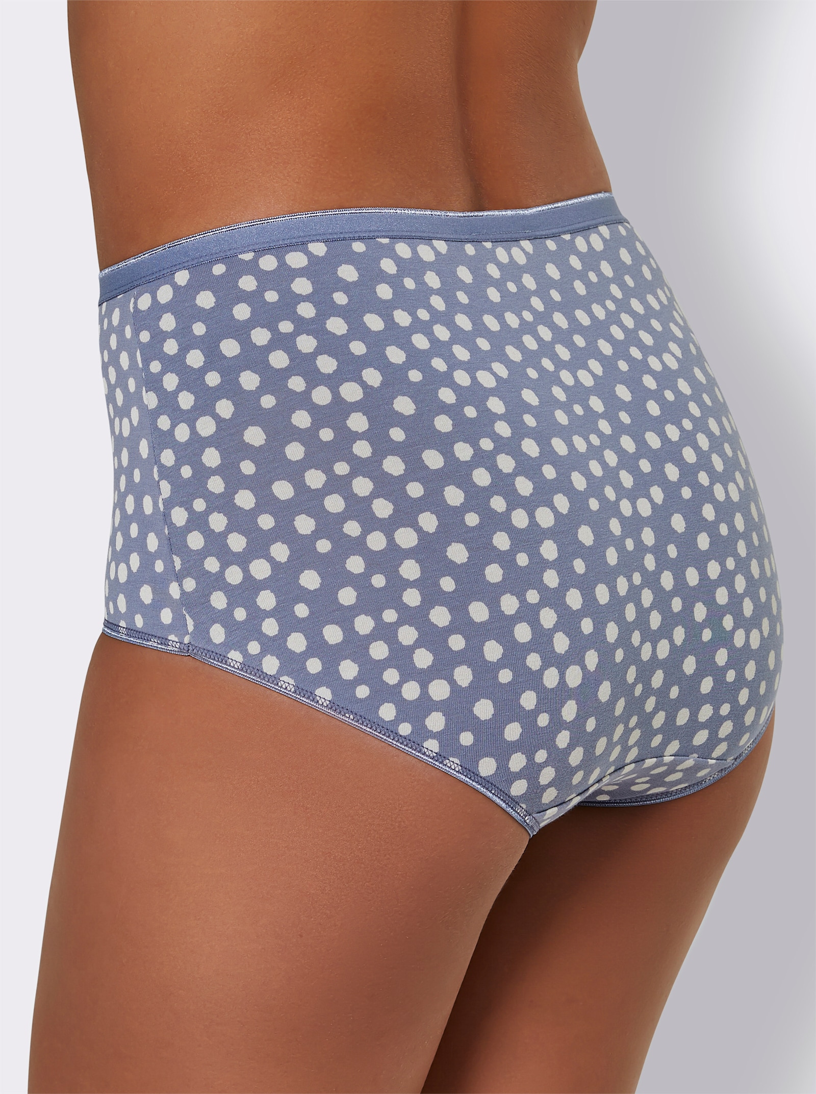 wäschepur Höga trosor med mjuk resårlinning - 2x duvblå-med tryck + 1x duvblå