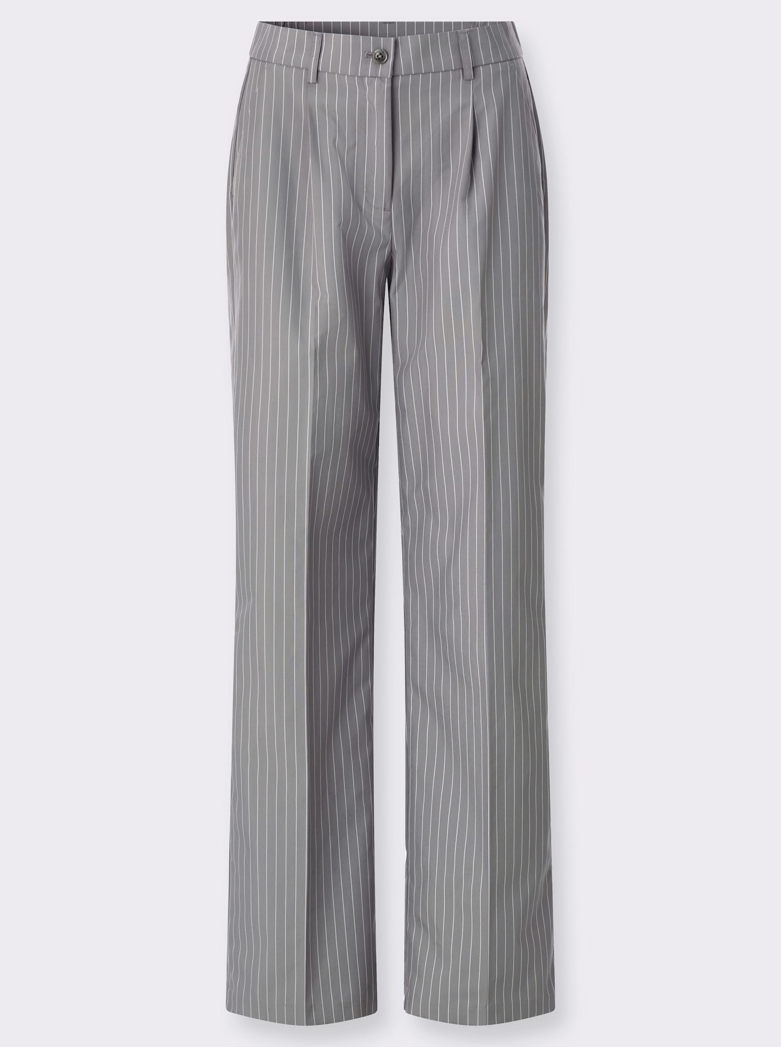 Hose im Nadelstreifen-Dessin - grau-ecru-gestreift