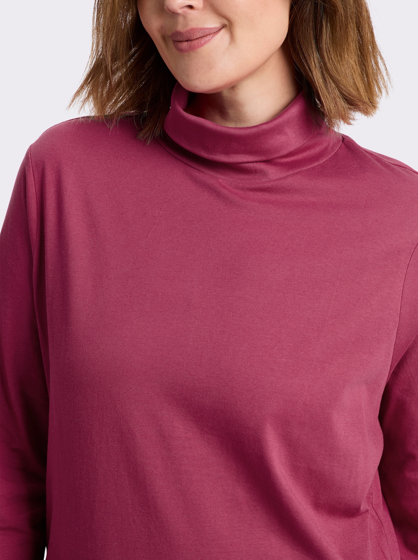 Rollkragenshirt mit langen Ärmeln - fuchsia