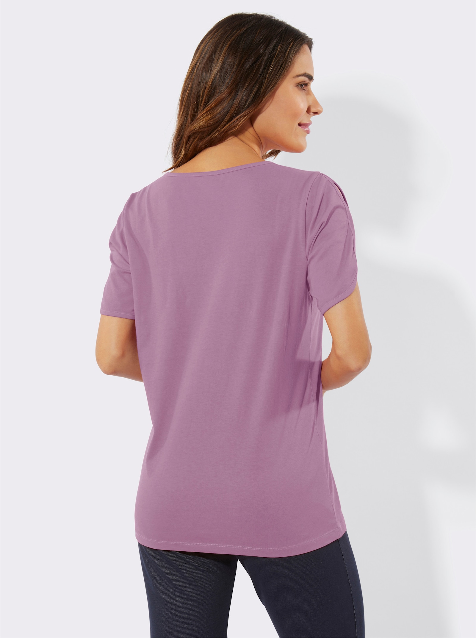 Freizeitshirt mit Paspel-Verzierungen - orchidee