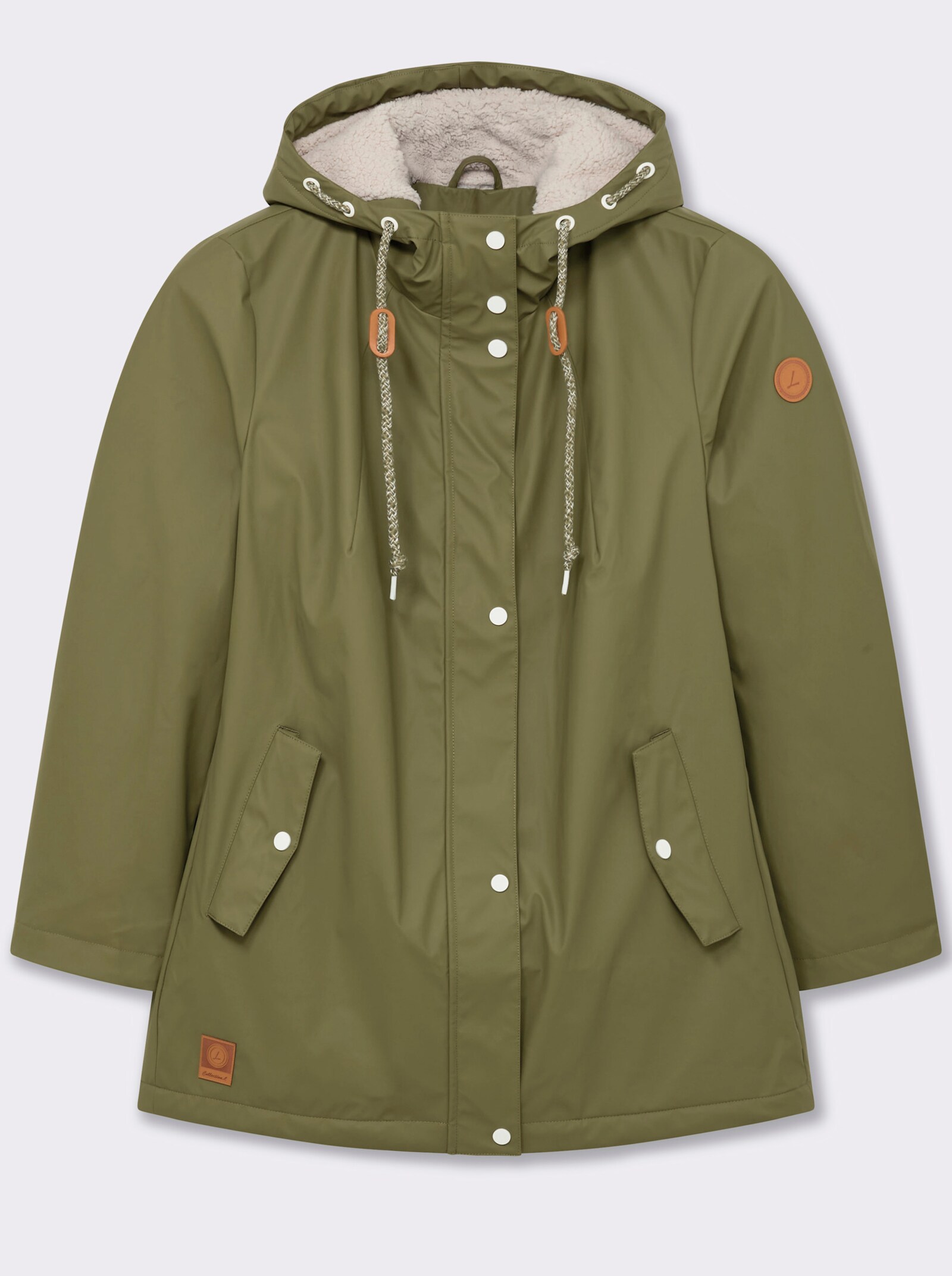 Jacke mit Teddy-Futter - oliv