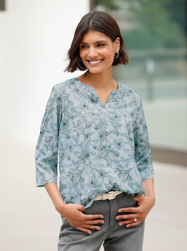 Comfortabele blouse - zacht mint/mint bedrukt