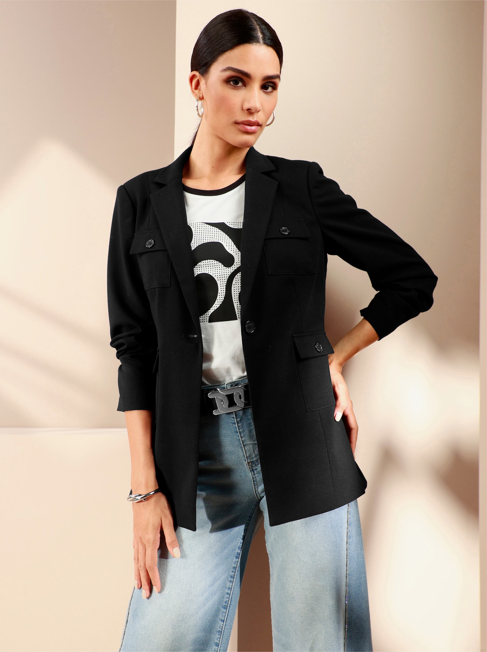heine Blazer mit Reverskragen - schwarz