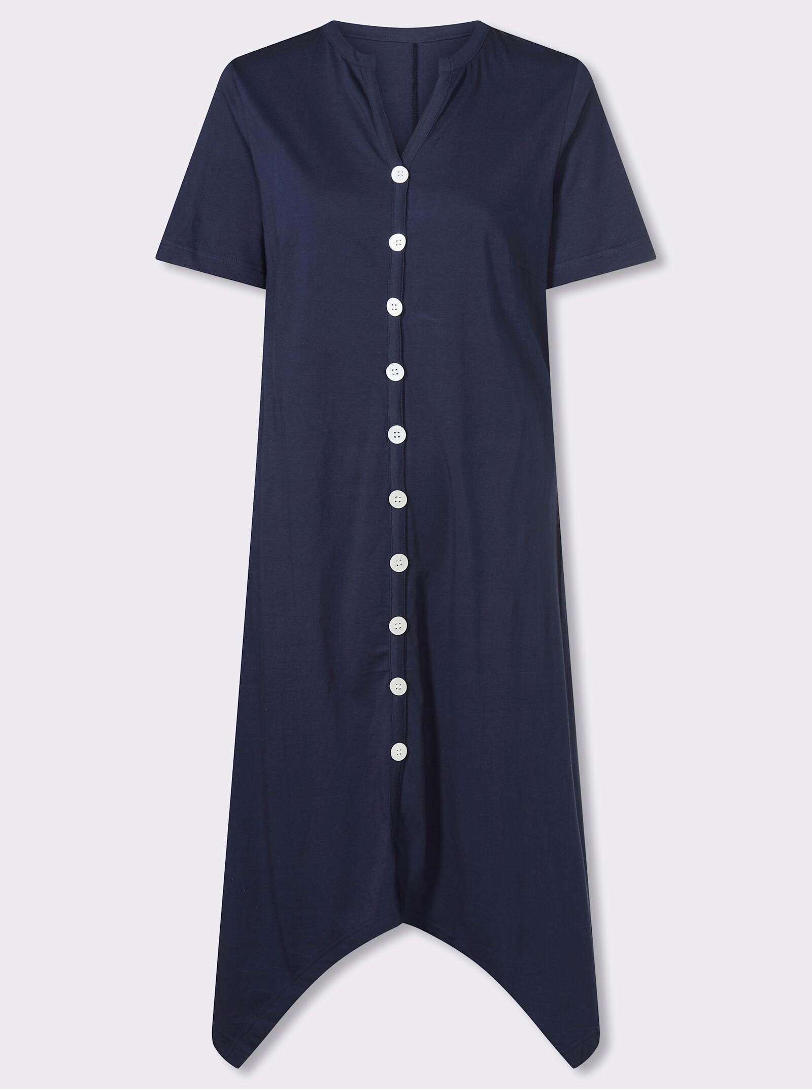 A-Linien-Kleid mit durchgehender Knopfleiste - marine