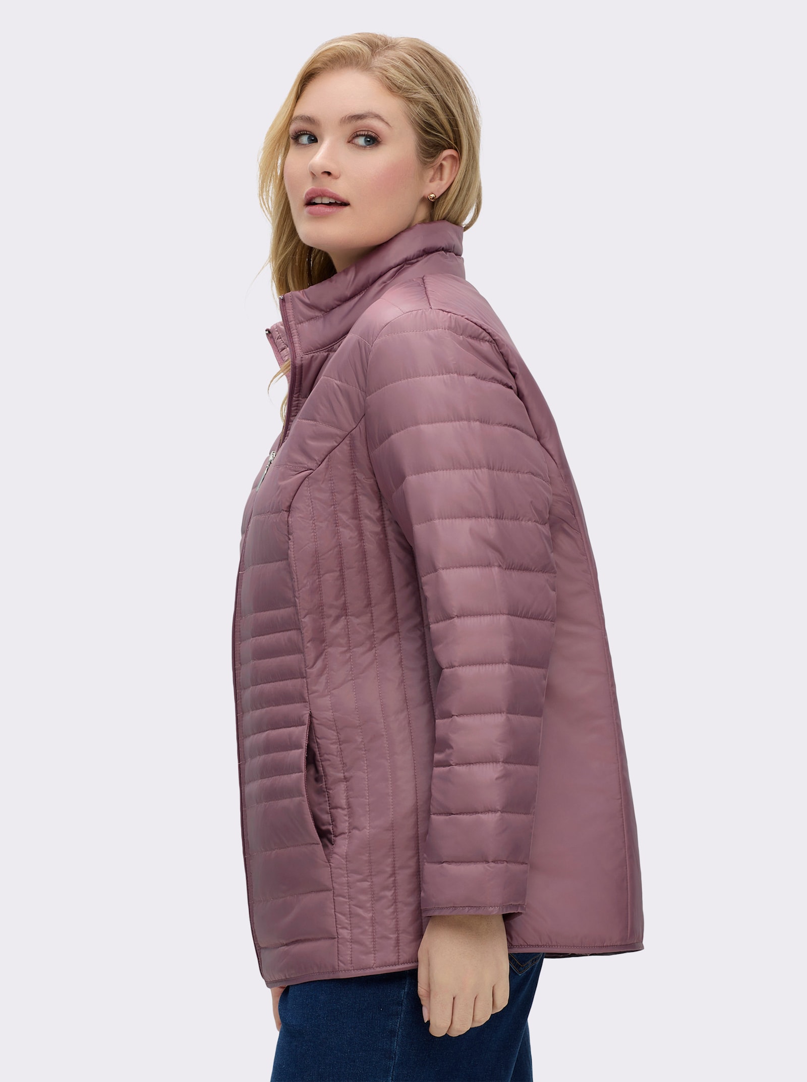 Steppjacke mit vertikalem Muster - rose