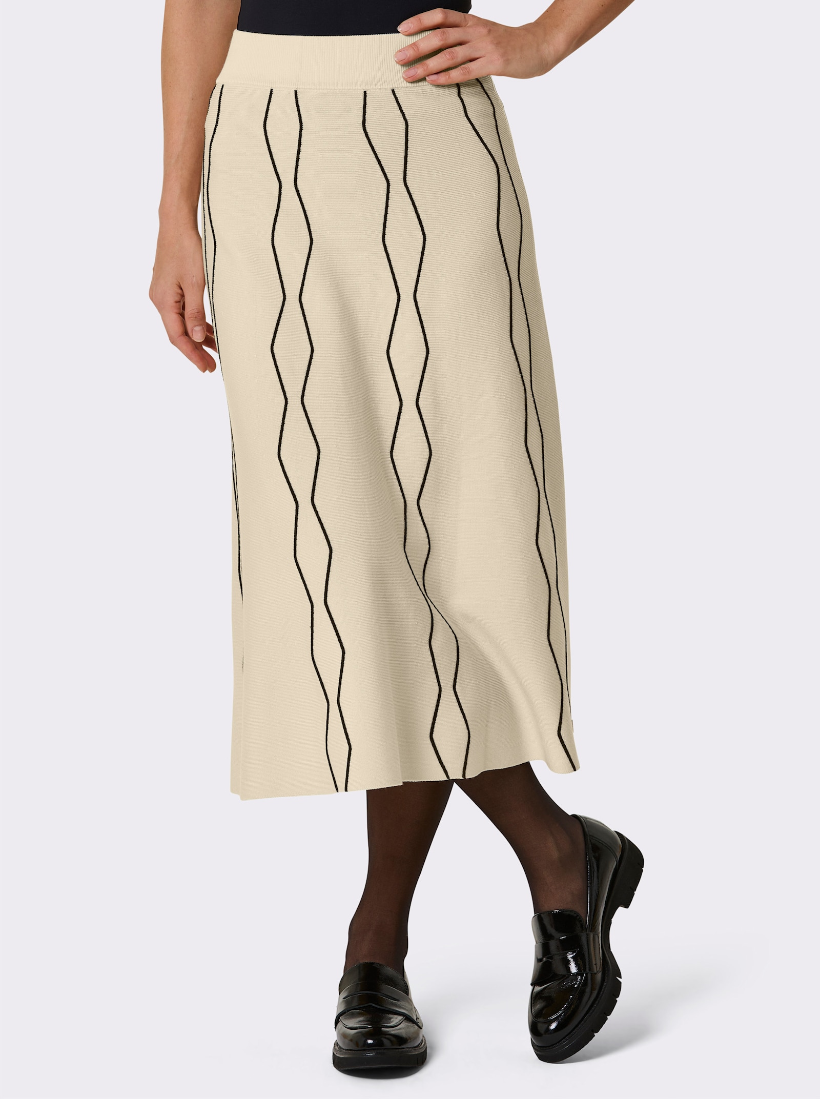 CREATION L PREMIUM Strickrock mit 70% Lyocell - champagner-schwarz