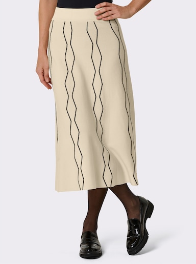 CREATION L PREMIUM Strickrock mit 70% Lyocell - champagner-schwarz