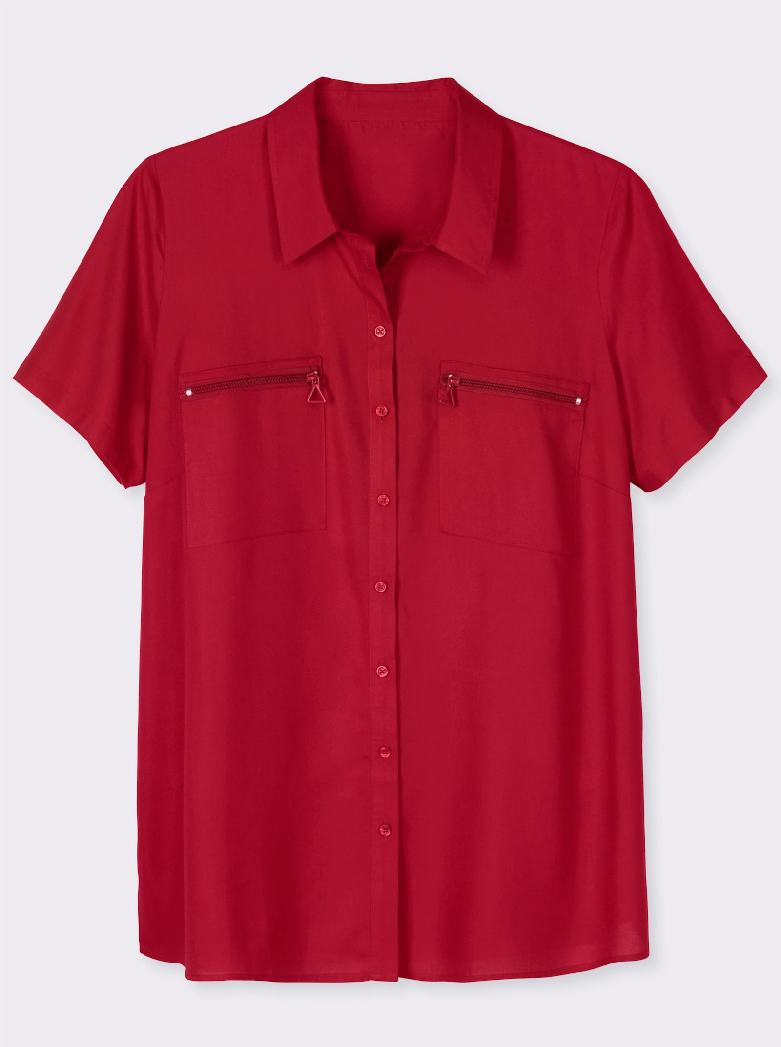 Longbluse mit langen Seitenschlitzen - rot