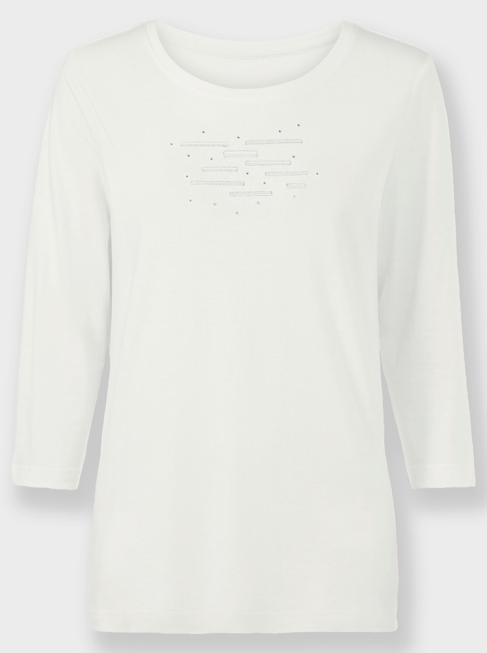 3/4-Arm-Shirt mit Stickerei und Glitzersteinchen - ecru