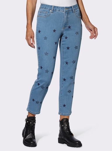 7/8-Jeans mit Sternchen-Druck - blue-bleached