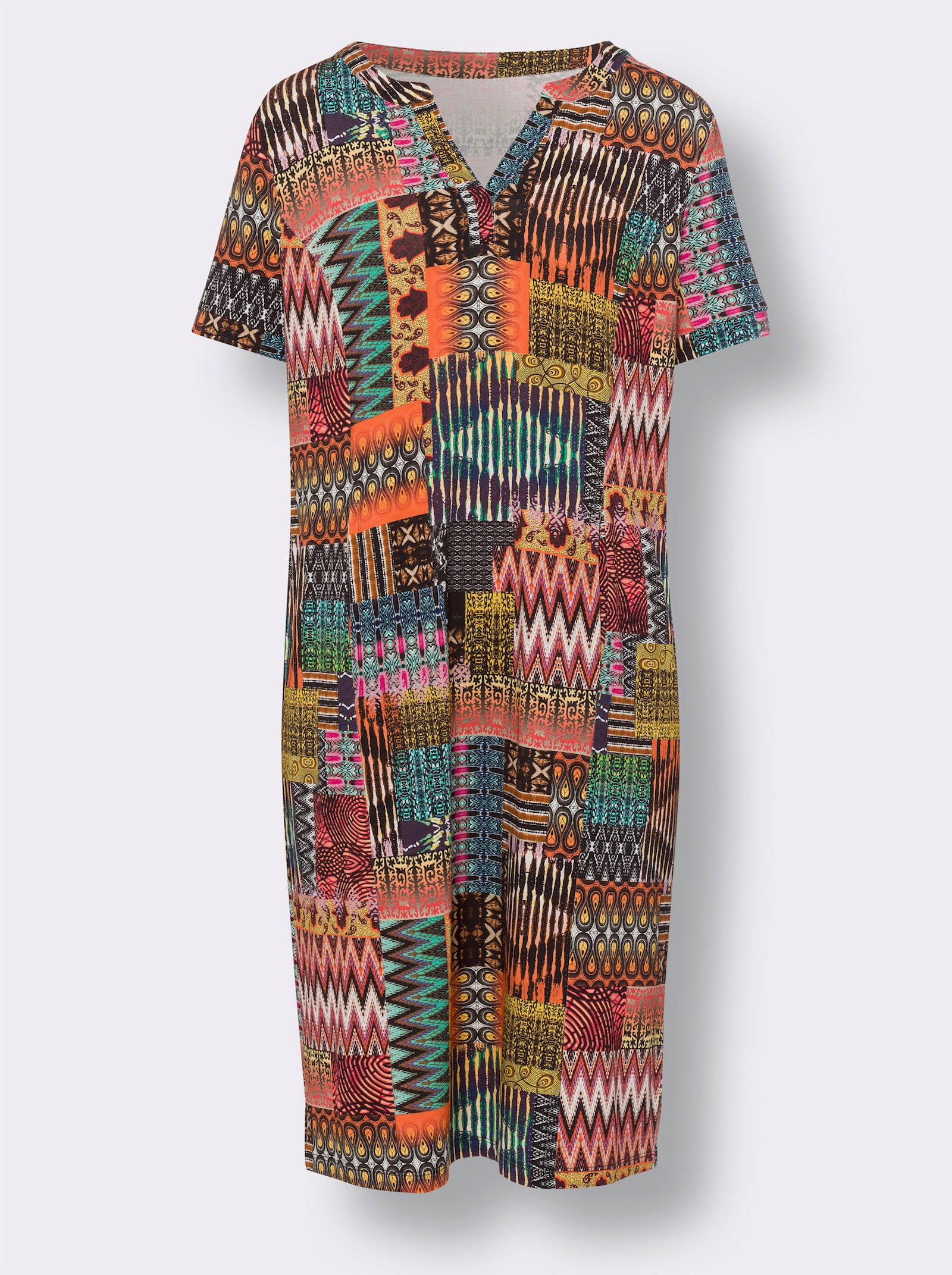 heine Jerseykleid mit Nahttaschen, bedruckt - terra-rot-bedruckt