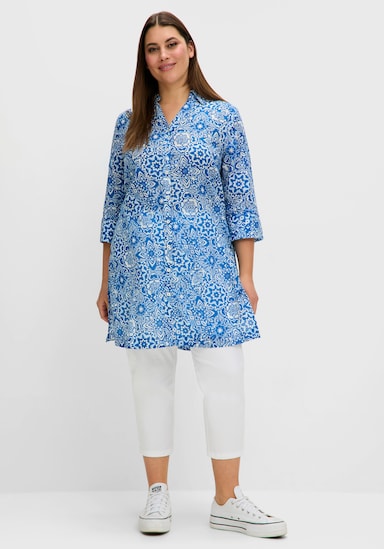 sheego Hemdbluse - kobalt-gemustert