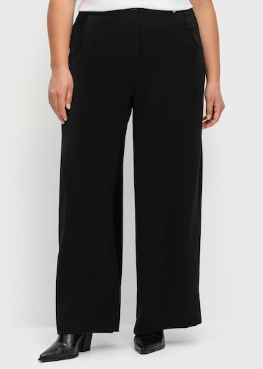 sheego Hose mit High-Waist-Bund und weitem Bein - schwarz