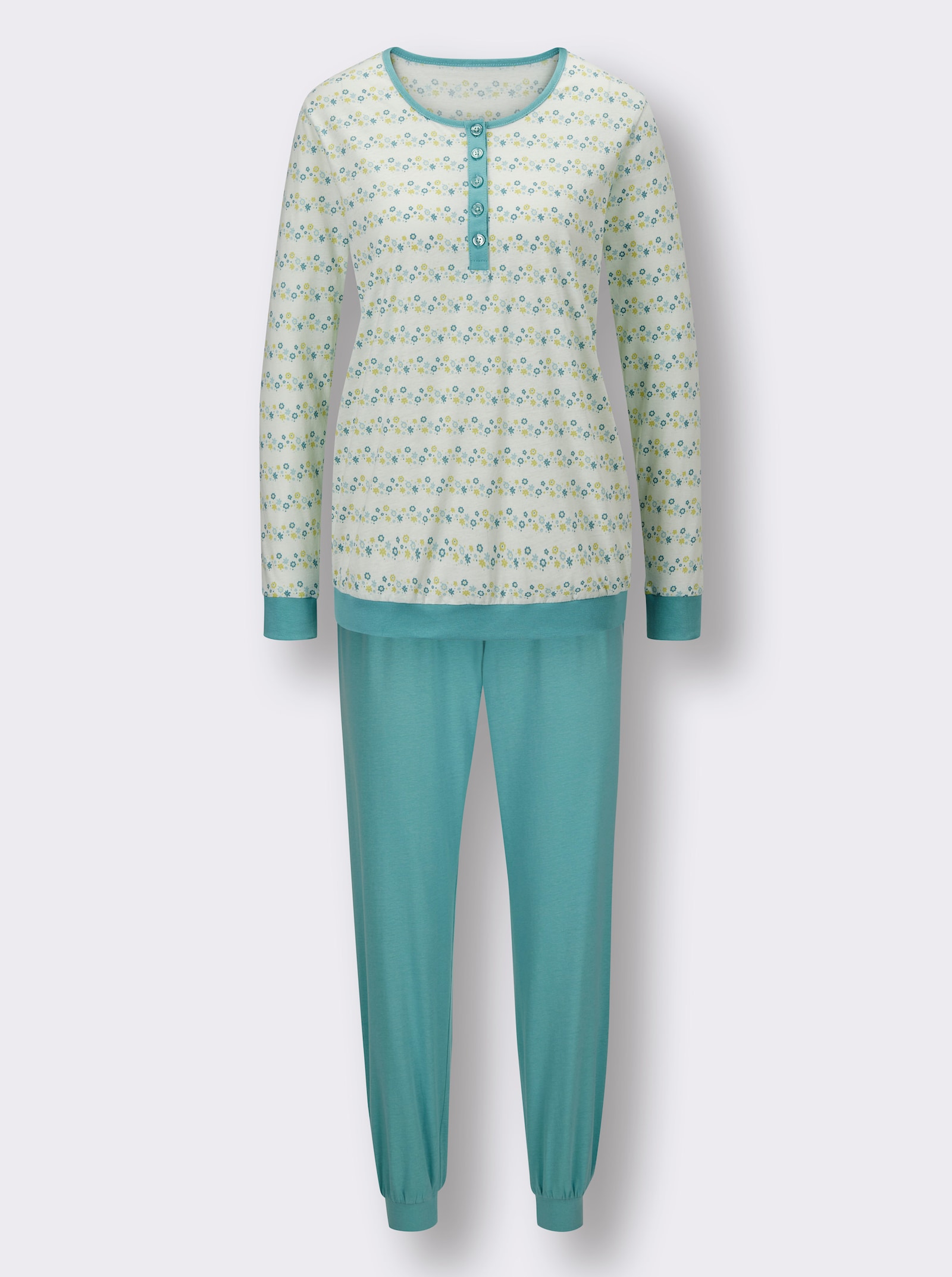 wäschepur Pyjama's van single-jersey - oceaan + flamingo