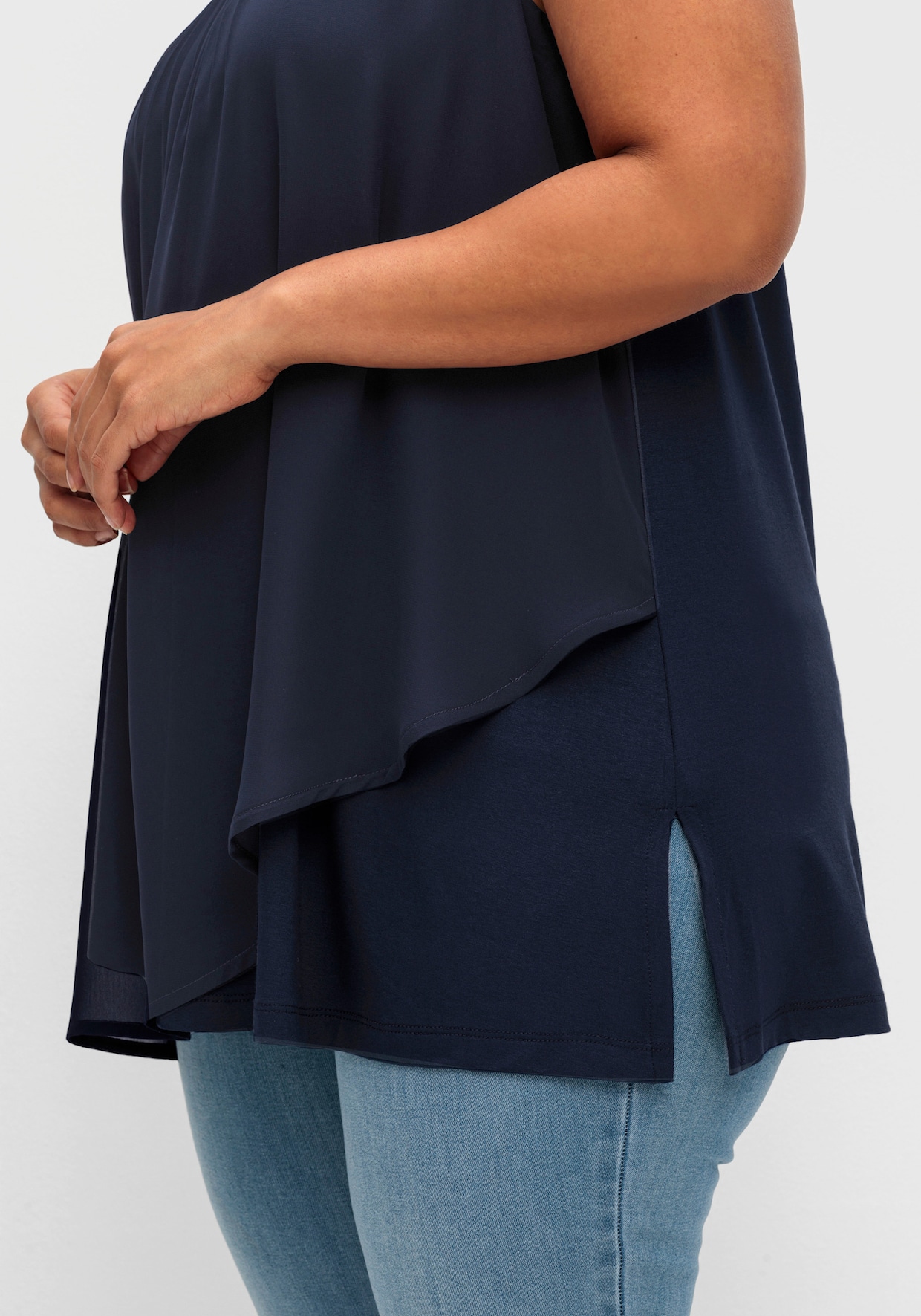 sheego 2-in-1-top - diepblauw