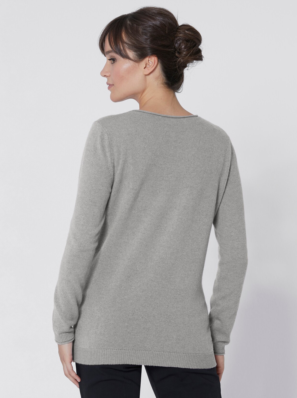 Kaschmirpullover - grau-meliert