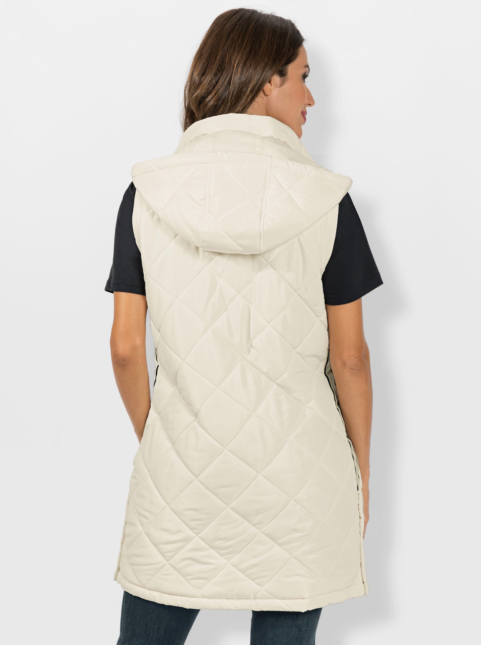 Longweste mit Rautensteppung - elfenbein