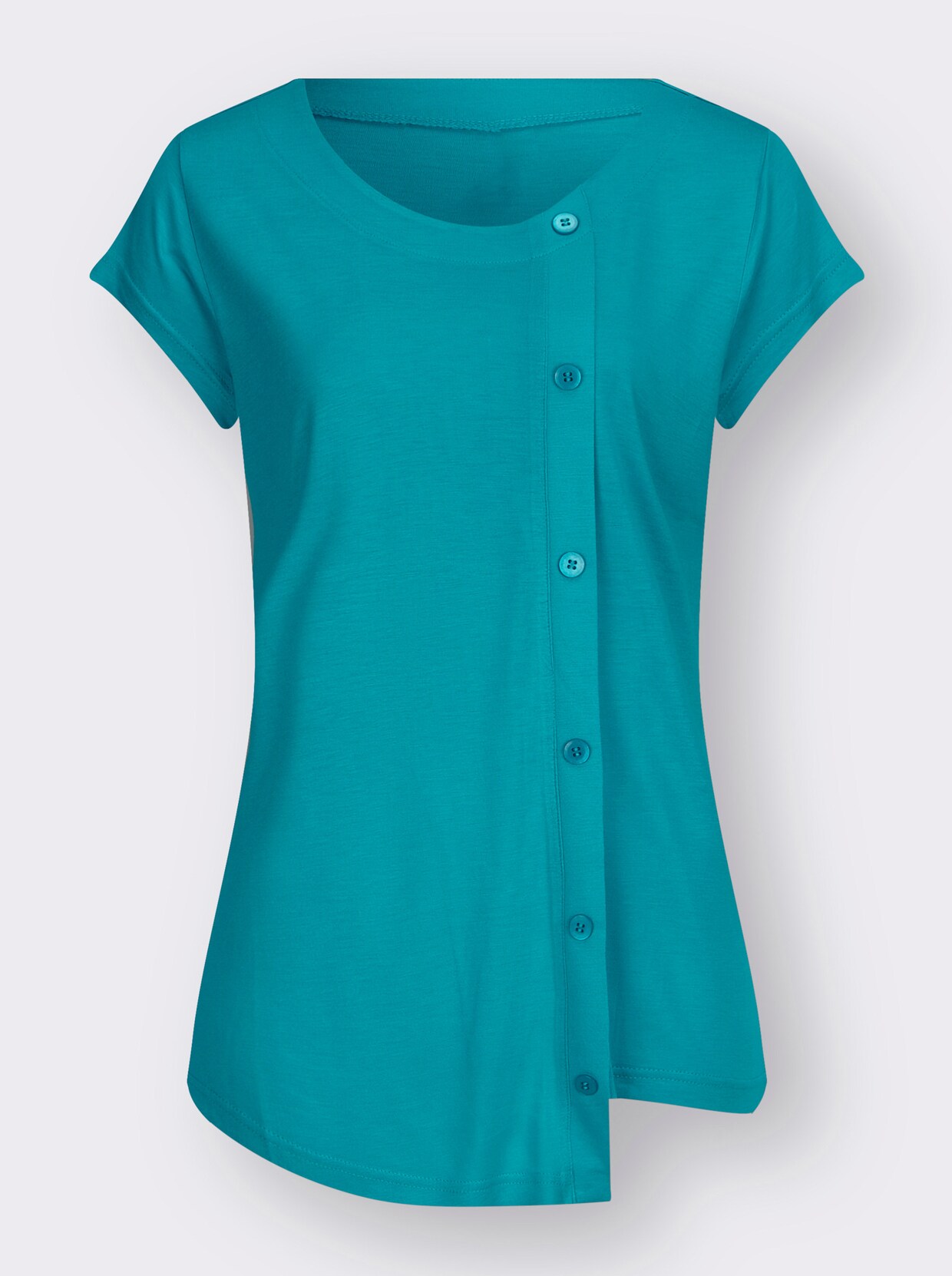 Shirt met ronde hals - turquoise