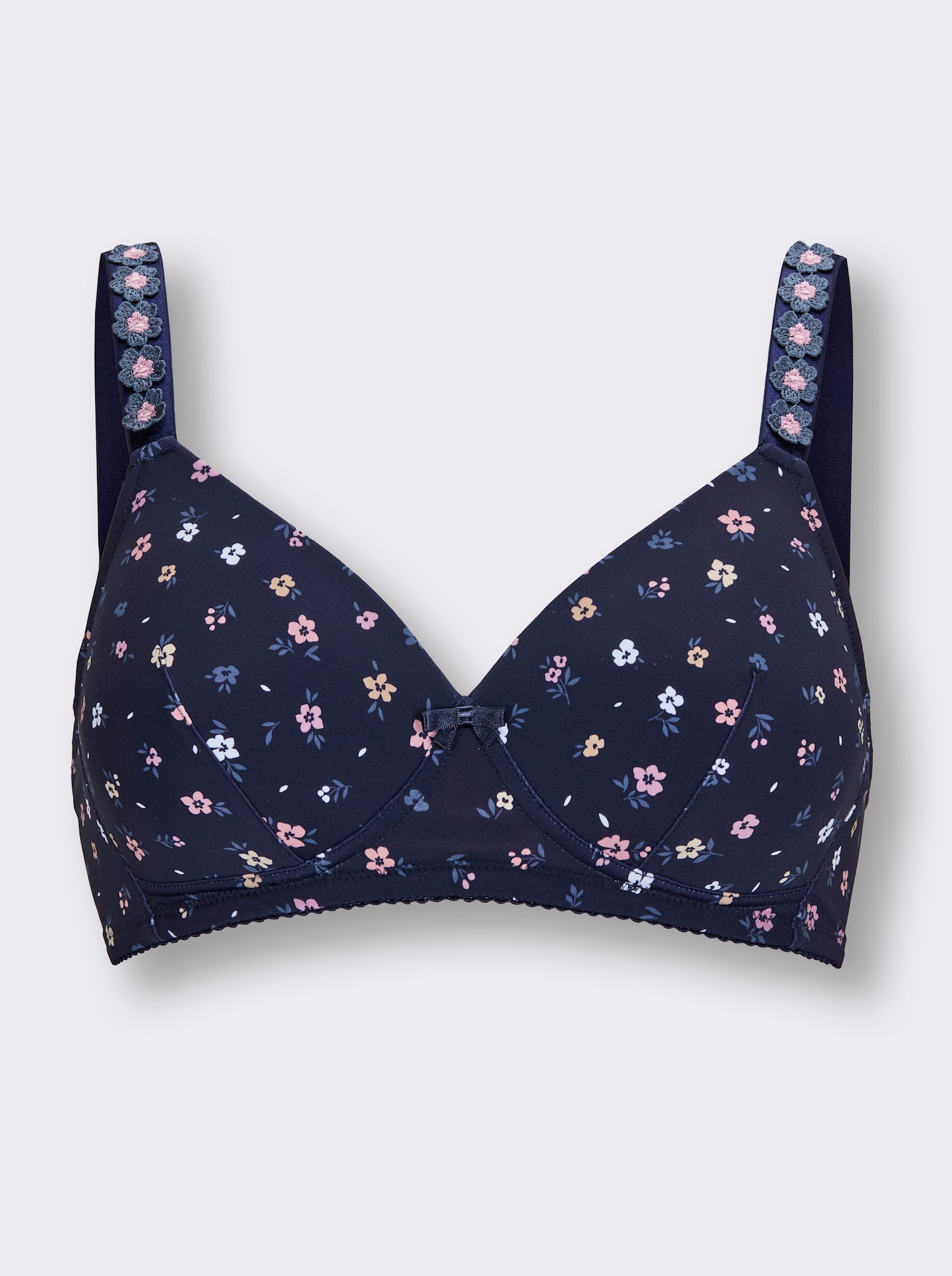 wäschepur Schalen-BH ohne Bügel mit Tüllstickerei-Spitze - marine-mauve