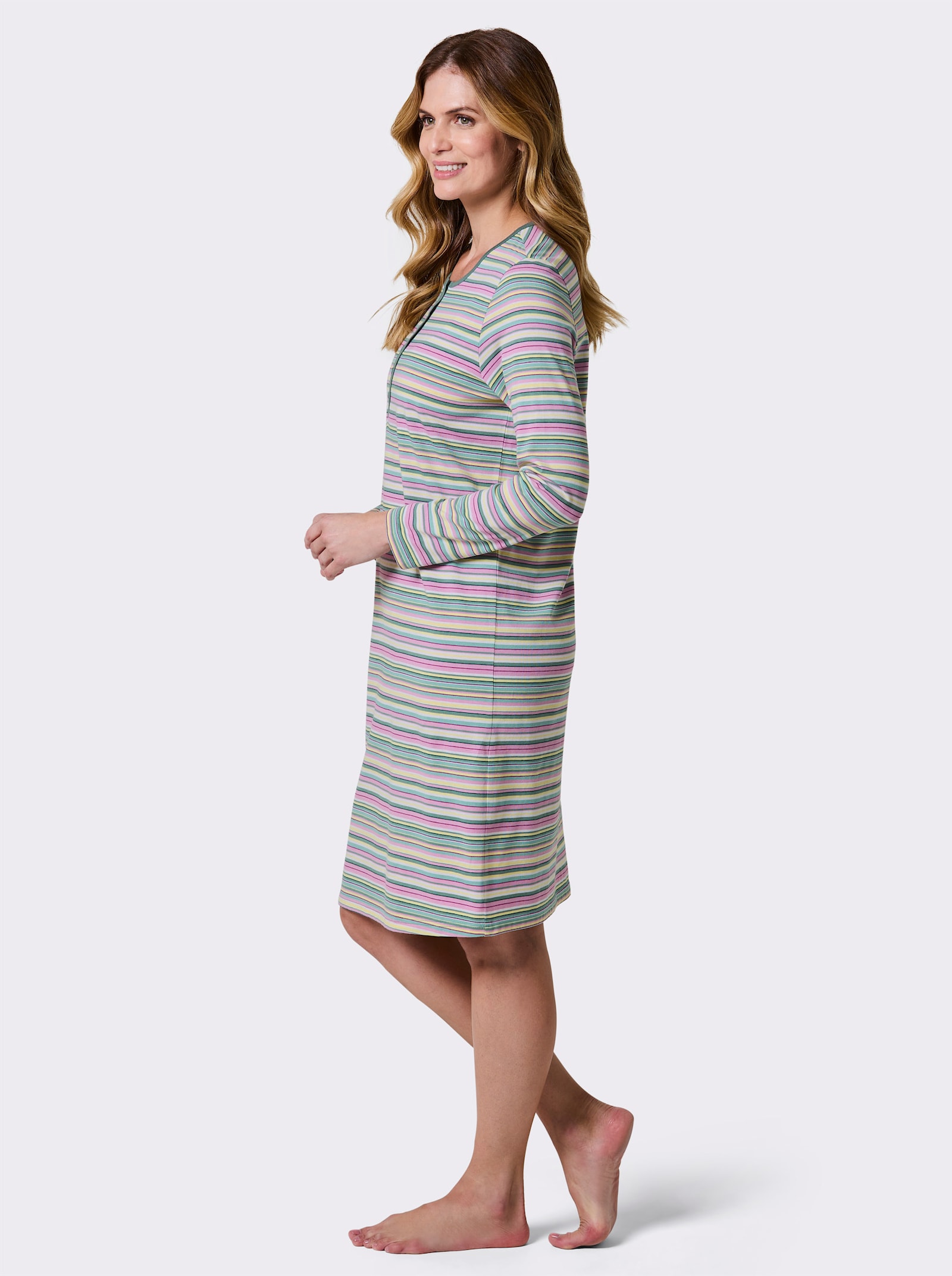 wäschepur Sleepshirt mit Ringel-Dessin - jade-kalkmint-geringelt