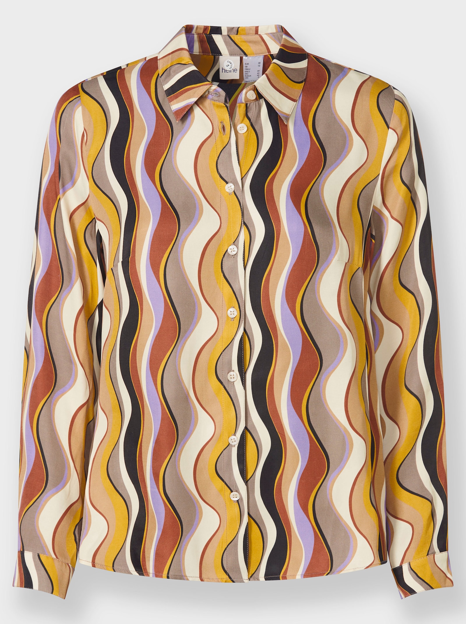 heine Hemdbluse mit Rückenfalte - camel-lavendel-bedruckt