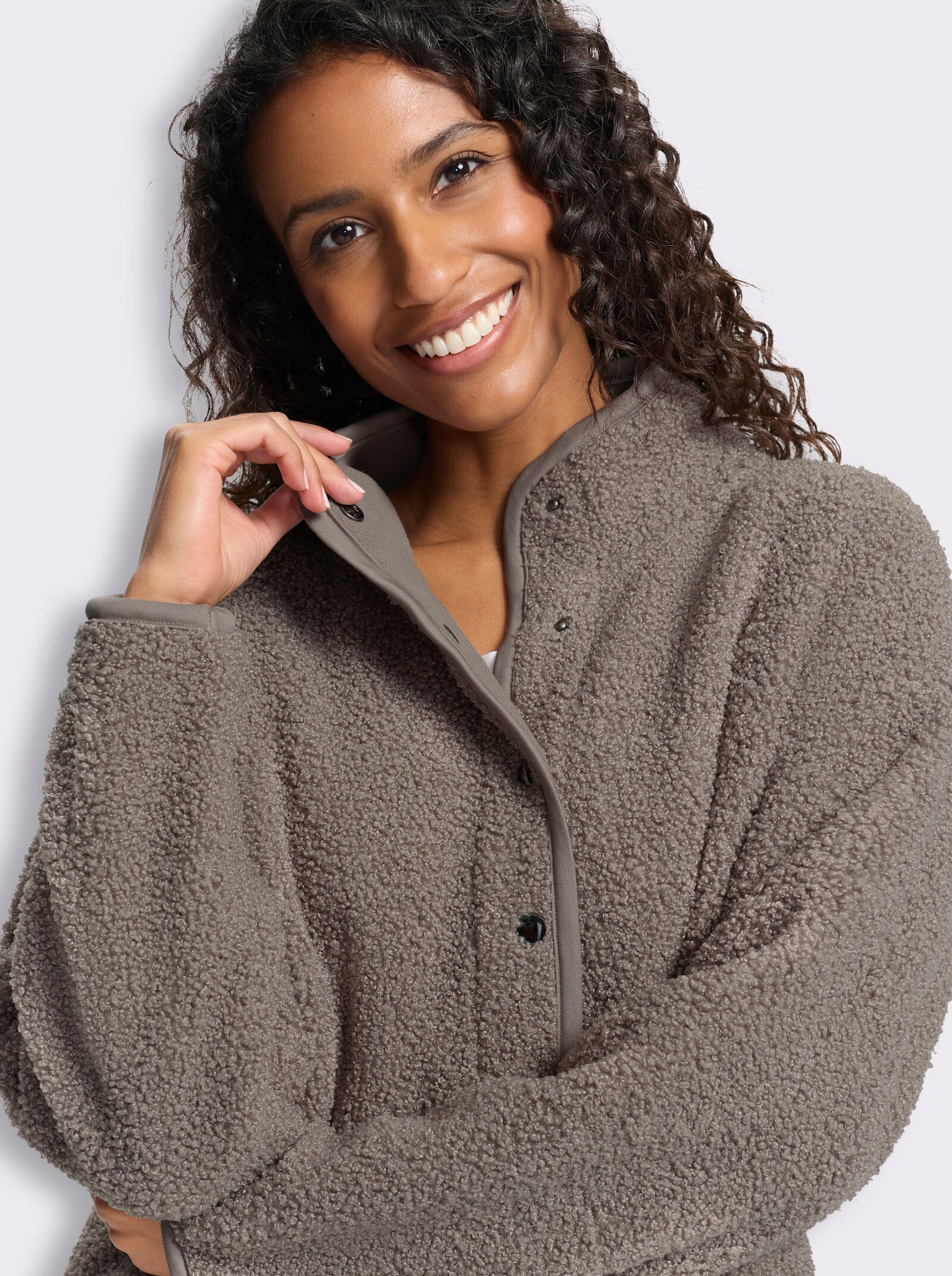 heine Wendeshirt aus Teddy-Fleece - taupe