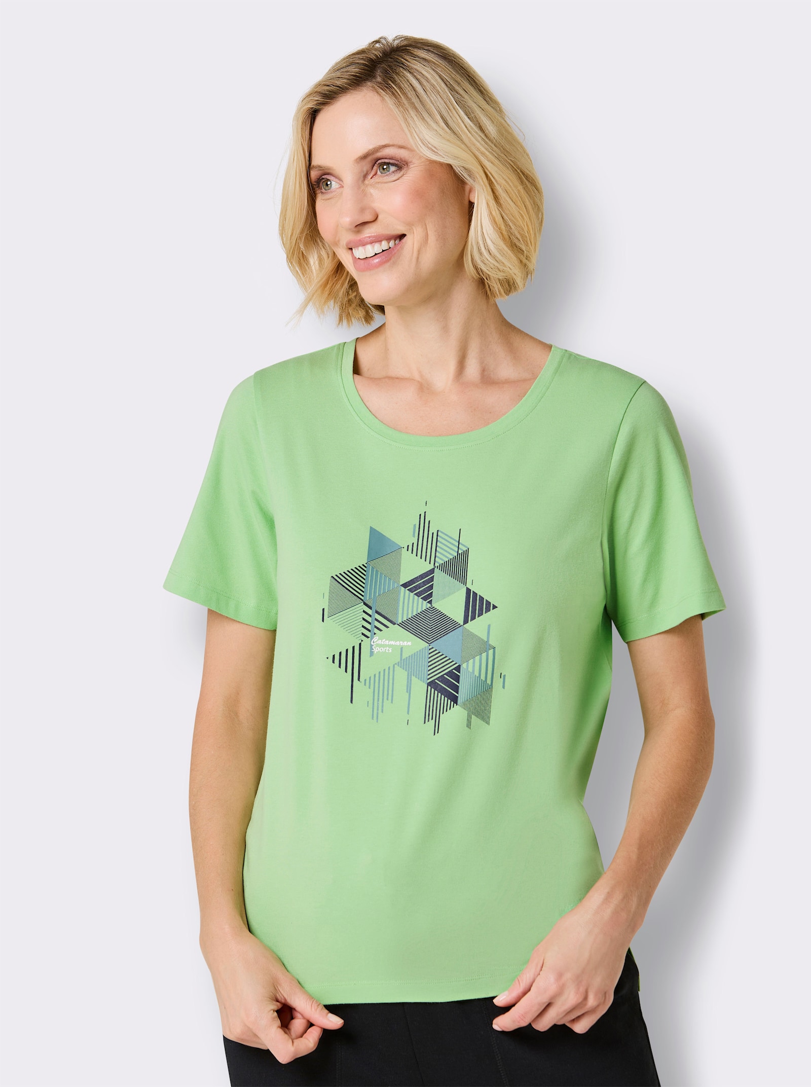 Catamaran Sports Freizeitshirt , hinten modisch länger - reseda