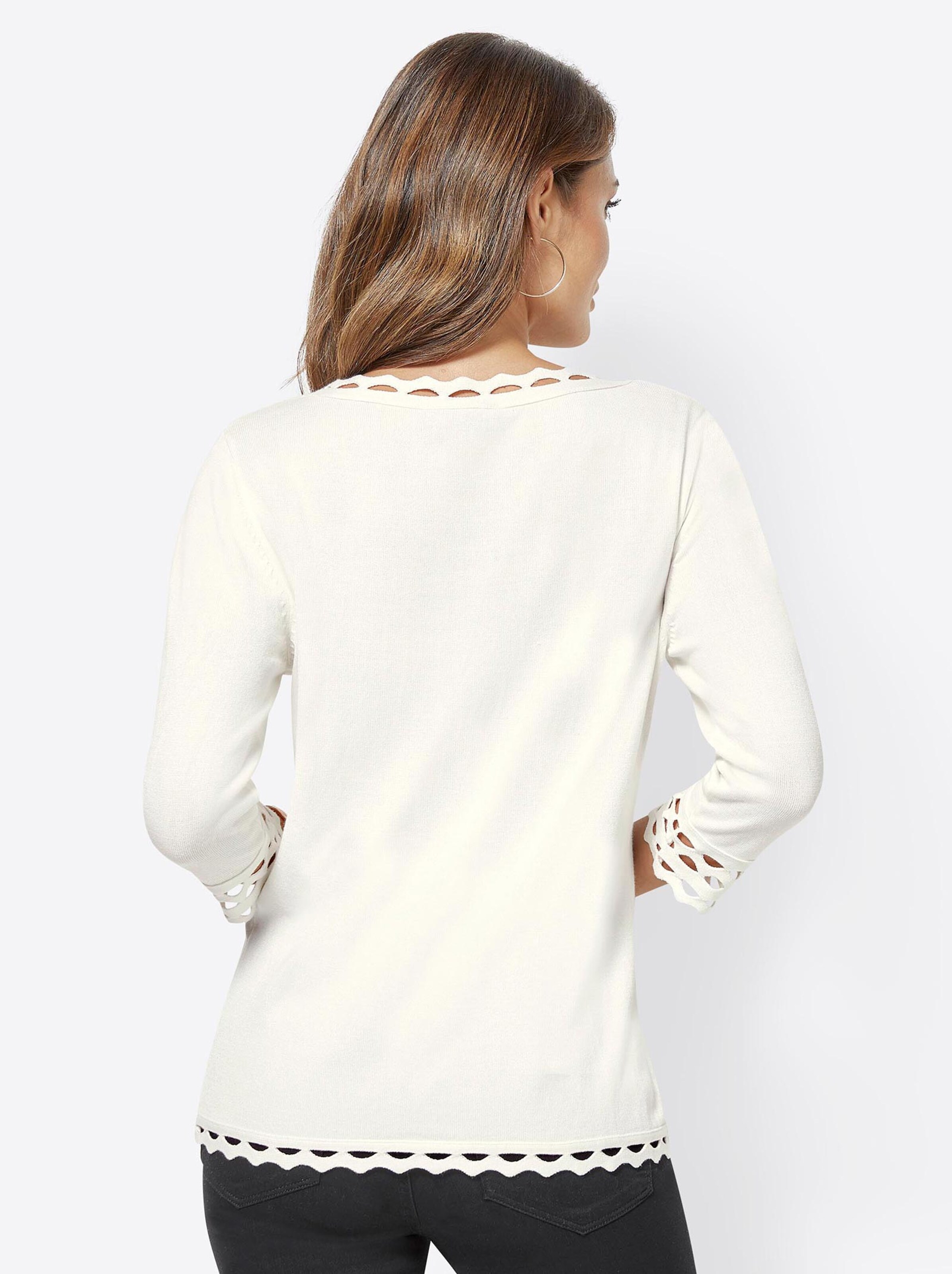 Damenmode Pullover 3/4 Arm-Pullover in weiß Damenmode Pullover 3/4 Arm-Pullover in weiß