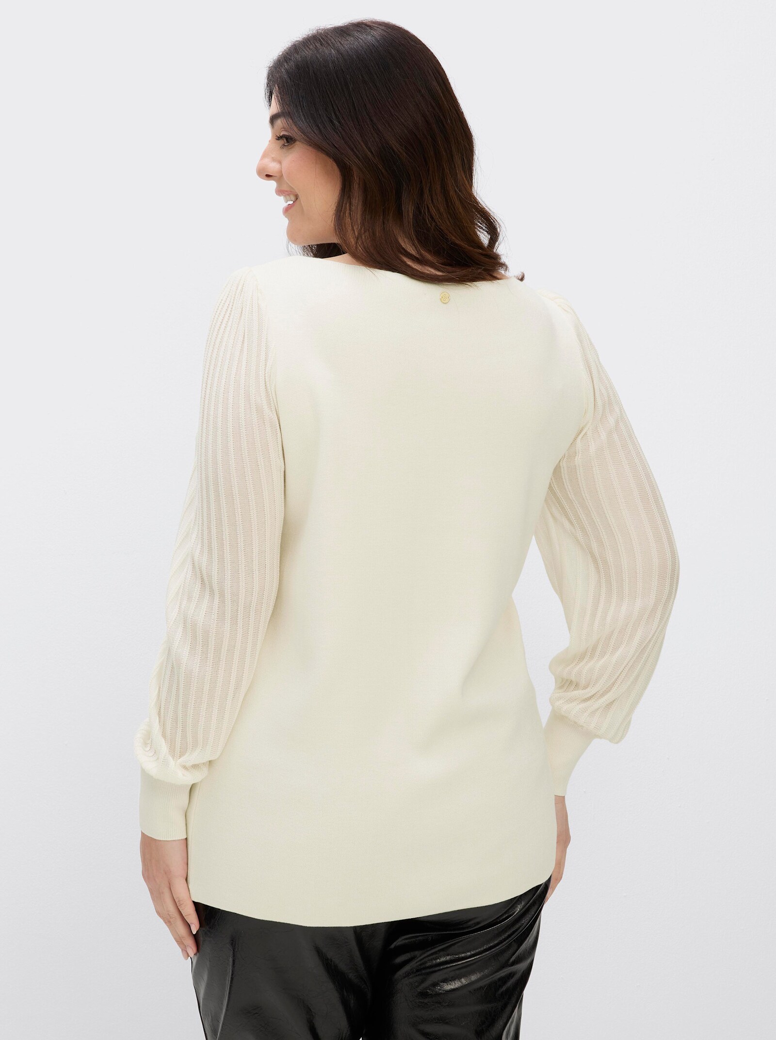 sheego Langarm-Pullover mit Ballonärmeln - champagner