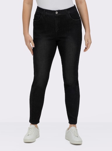 sheego Jeans in 5-Pocket-Form und leichter Waschung - black denim