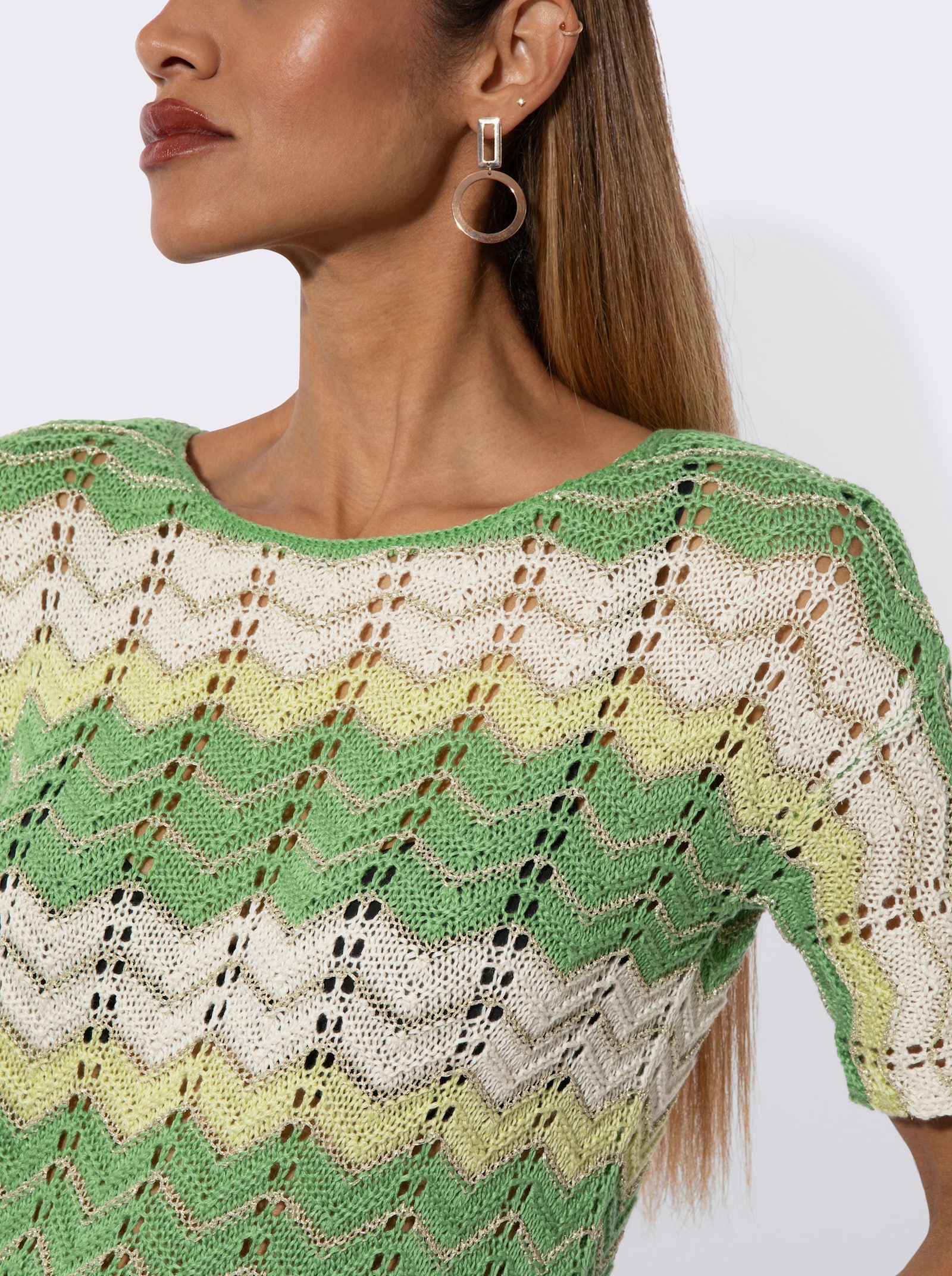 Ajourpullover im Farbverlauf - apfel-pistazie-gemustert
