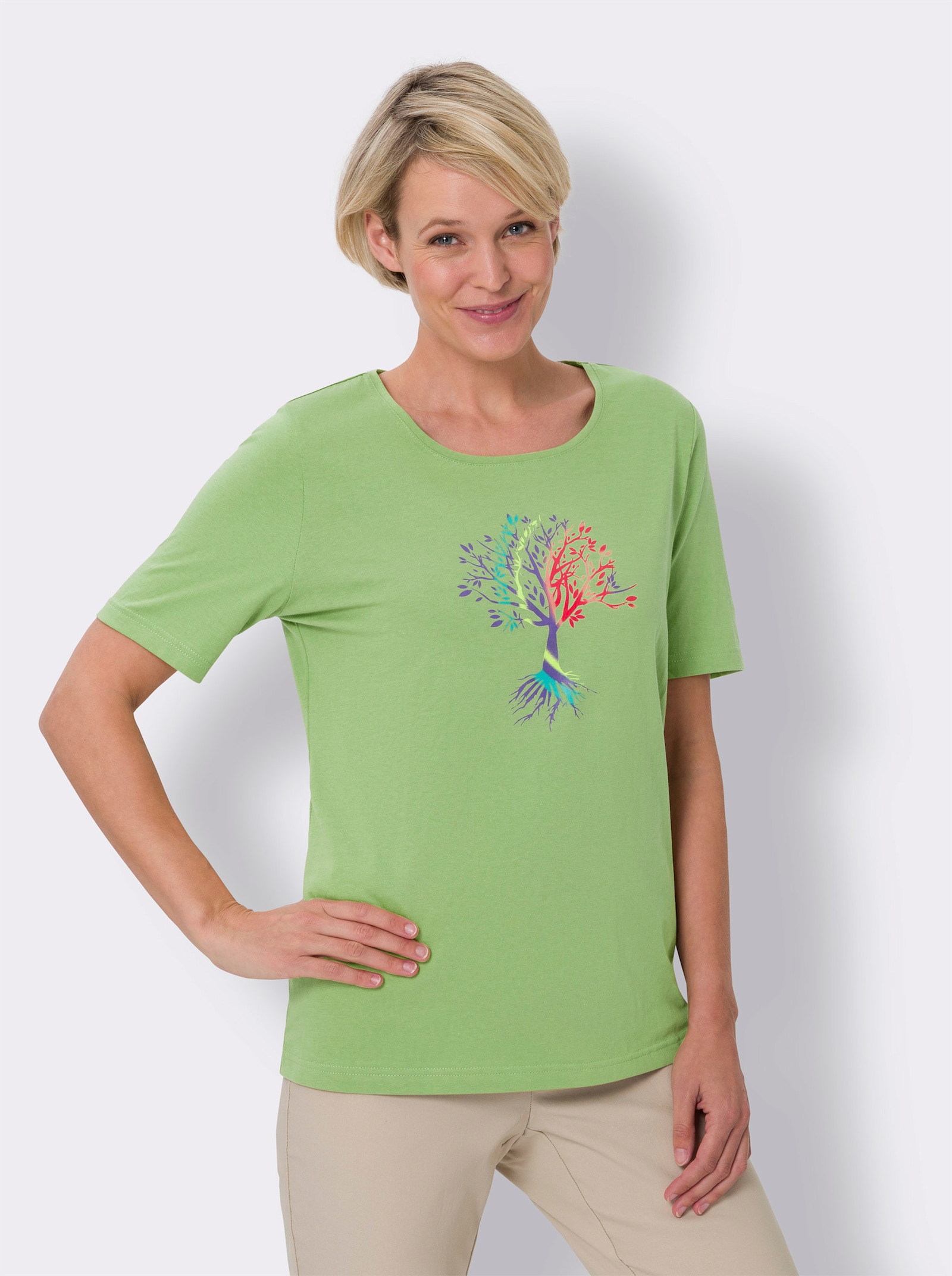 Kurzarmshirt mit platziertem Druck - reseda-jeansblau