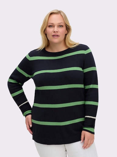 sheego Pullover - tiefblau-apfel-geringelt