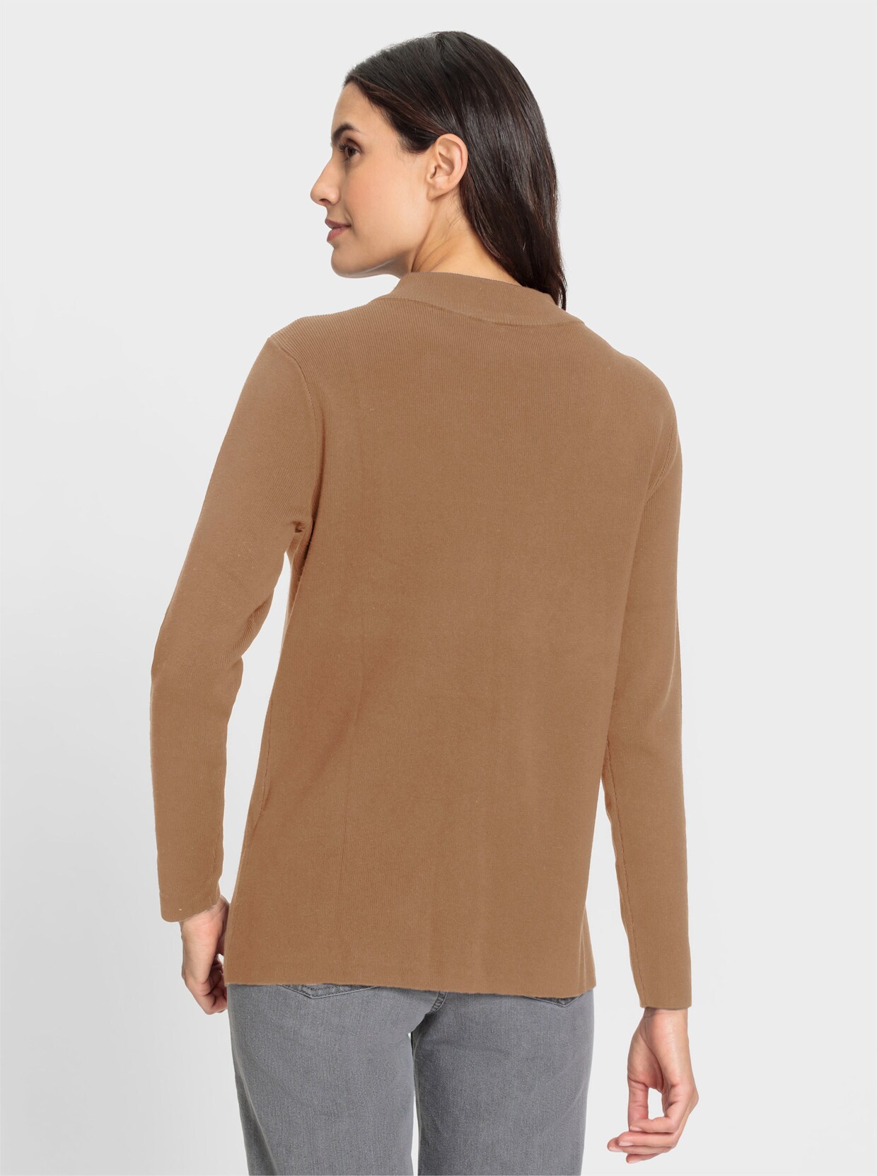 Trui met opstaande kraag - camel