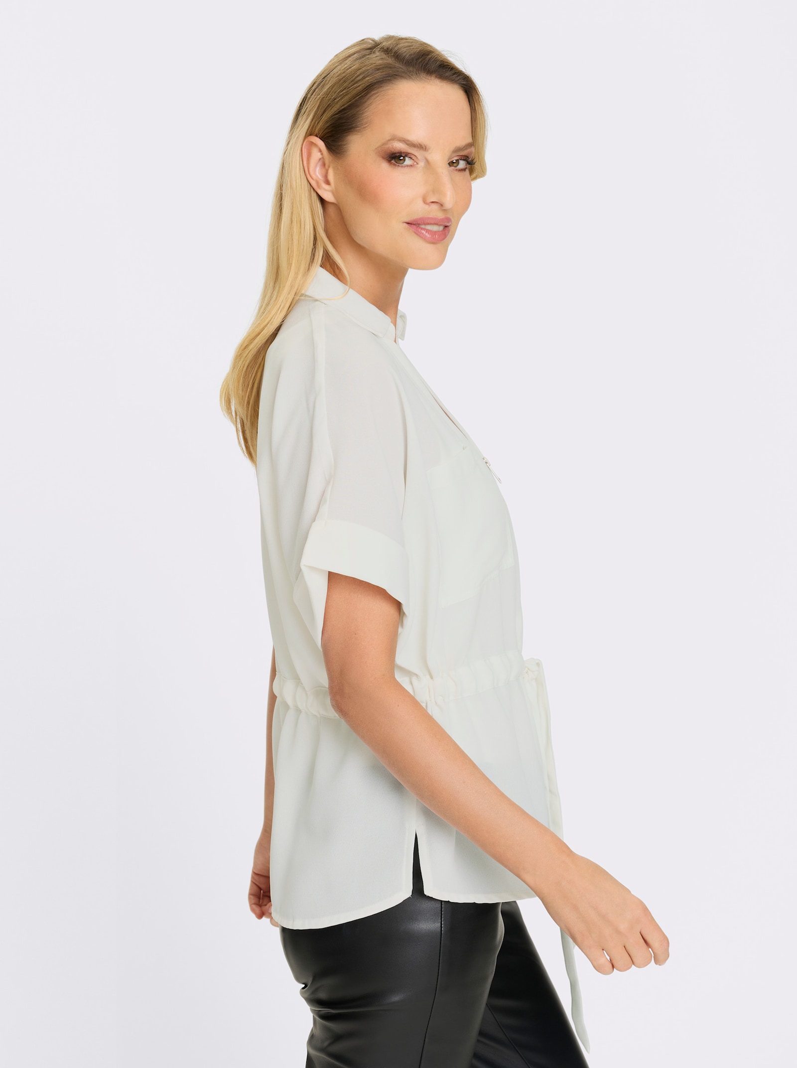 heine Crêpebluse mit Brusttasche - weiß