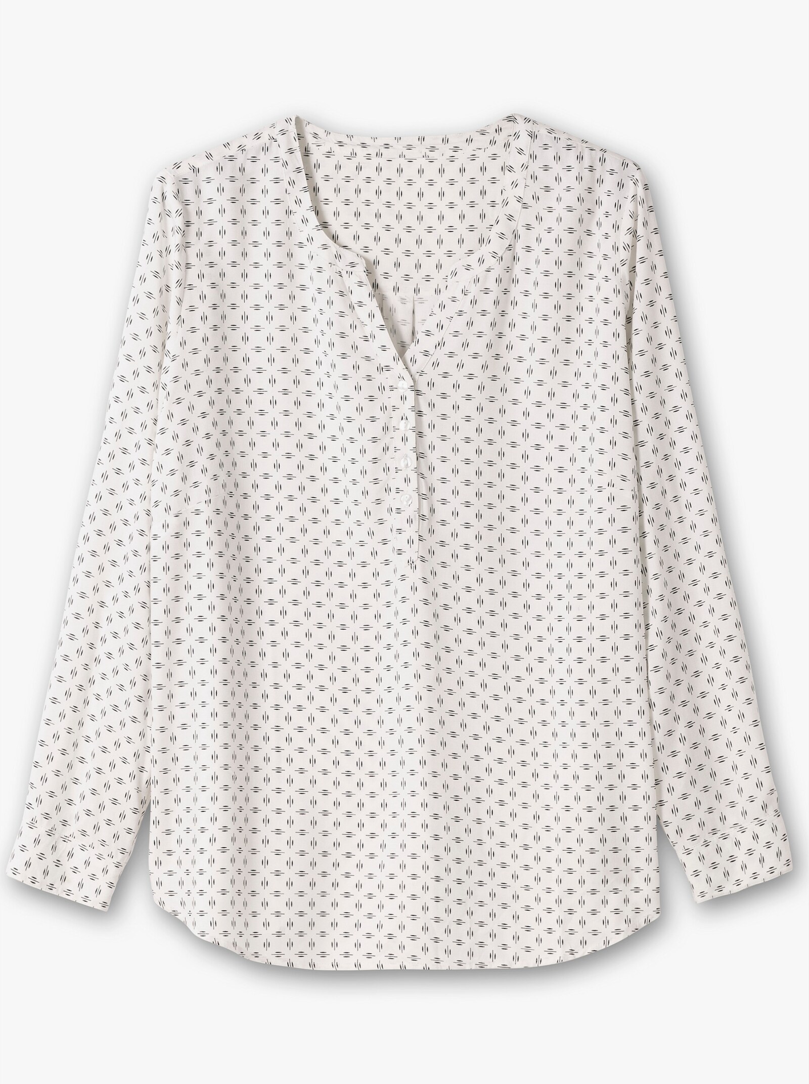 Schlupf-Bluse mit Minimal-Muster - weiß-marine-bedruckt