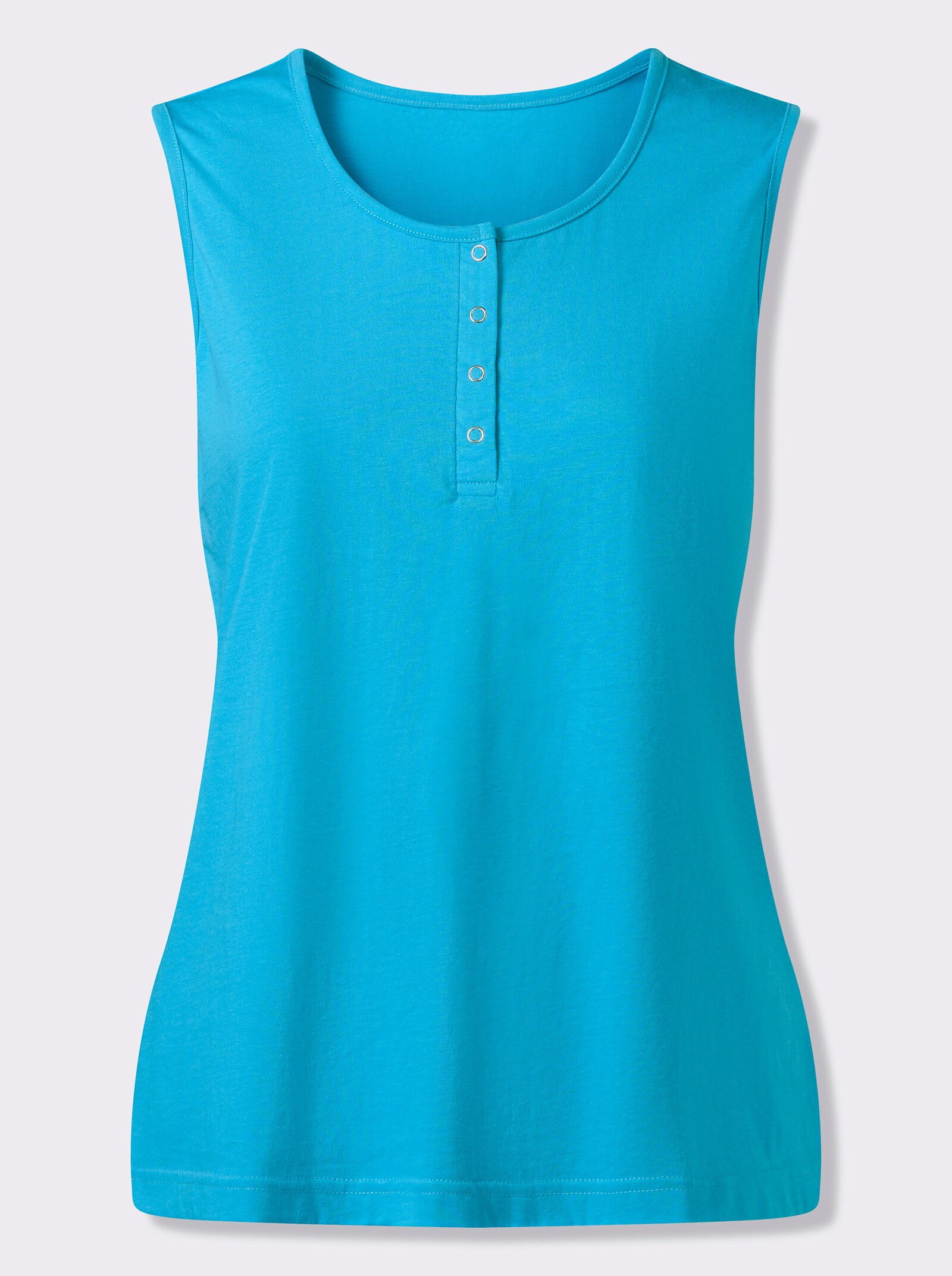 Top s krátkou lištou na patentky - tyrkysová