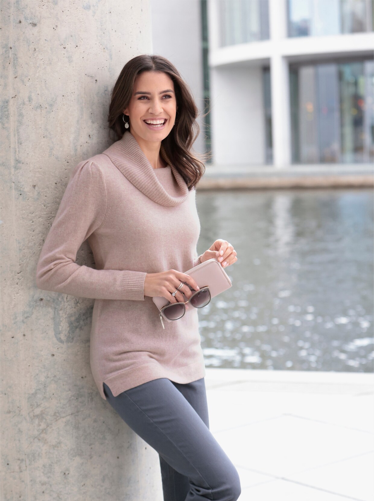 Kaschmirpullover - rosé-meliert