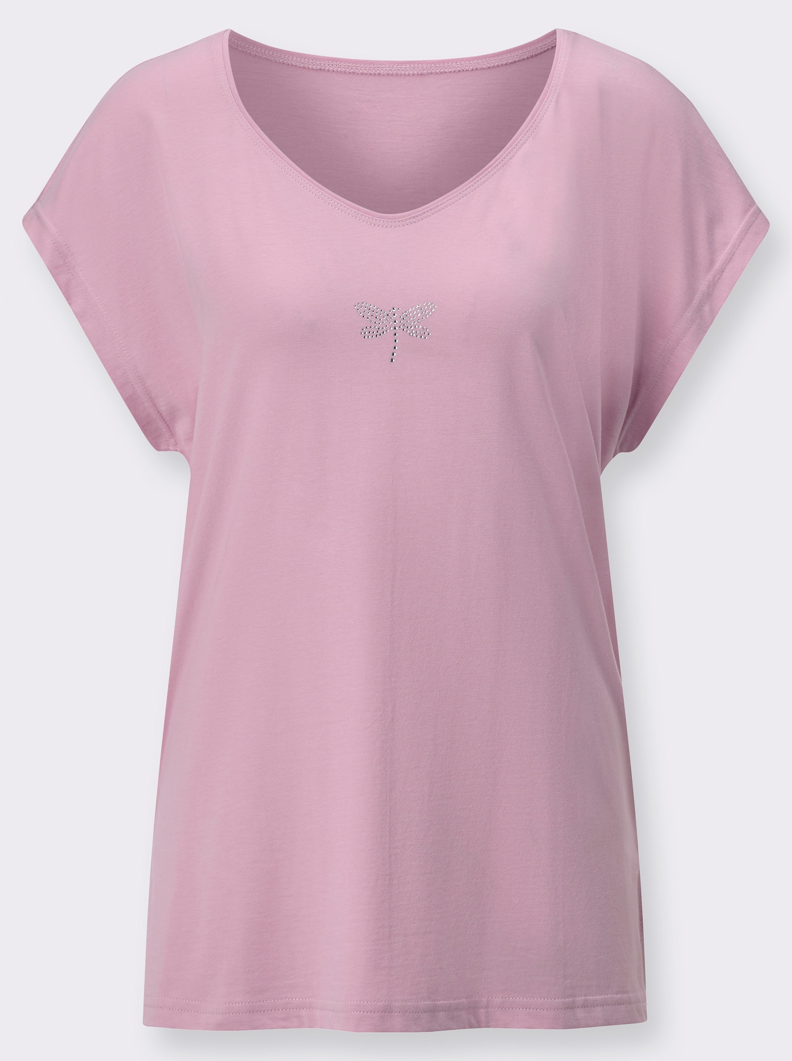 Blousetop met glittersteentjesapplicatie - roze