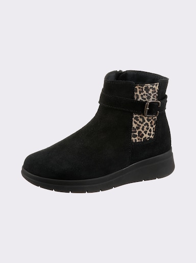 airsoft modern+ Stiefelette mit Einsatz im Leo-Dessin - schwarz