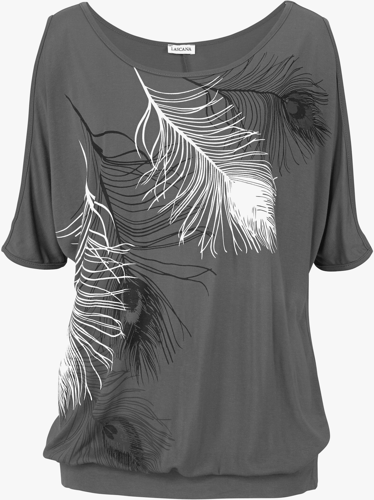 LASCANA Strandshirt - grau-bedruckt