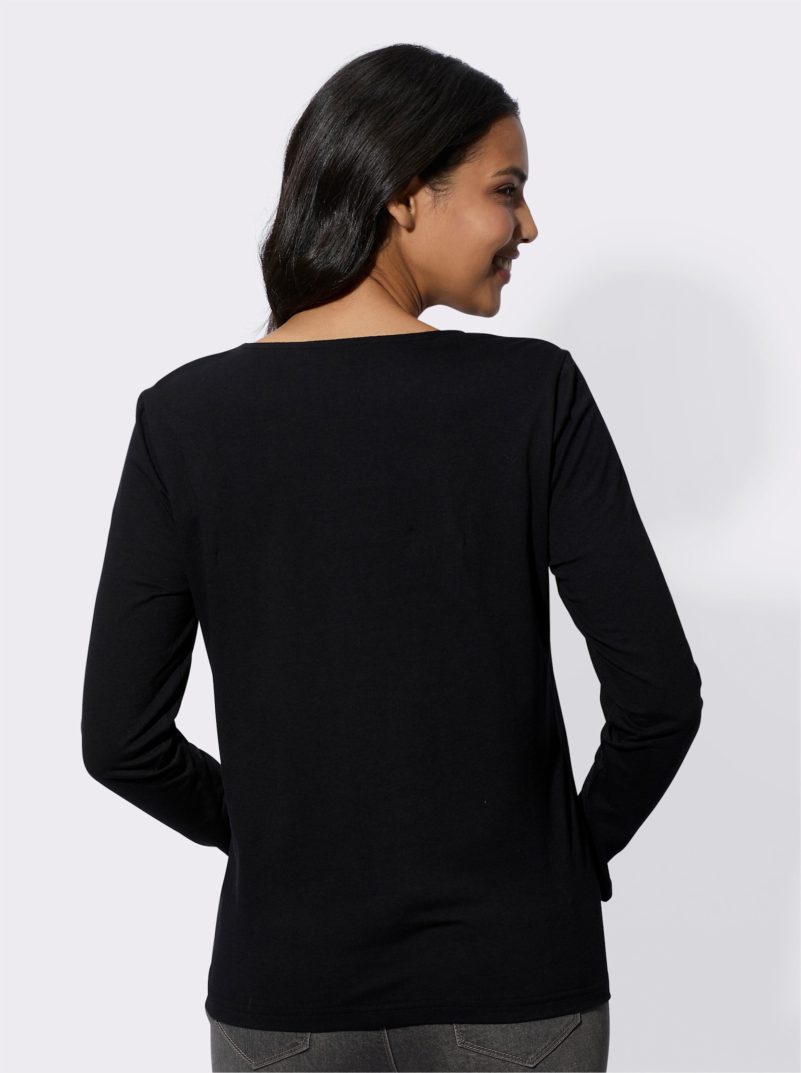 Shirt met lange mouwen en grafische print - zwart/camel bedrukt